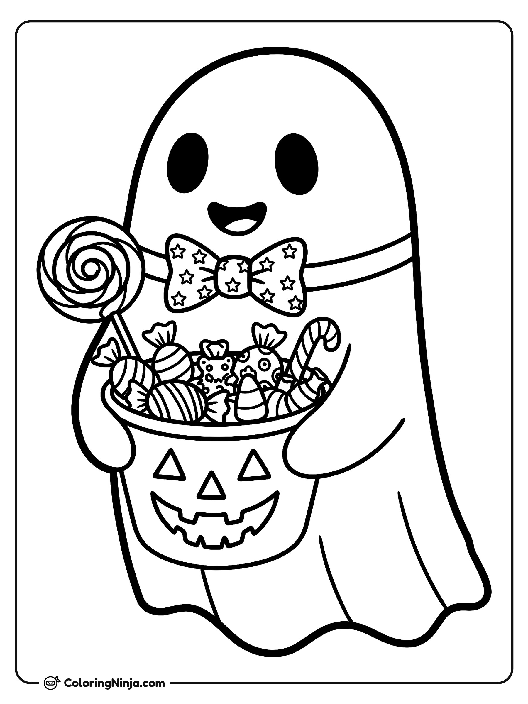 Un amigable fantasmita de Halloween: dibujo para colorear