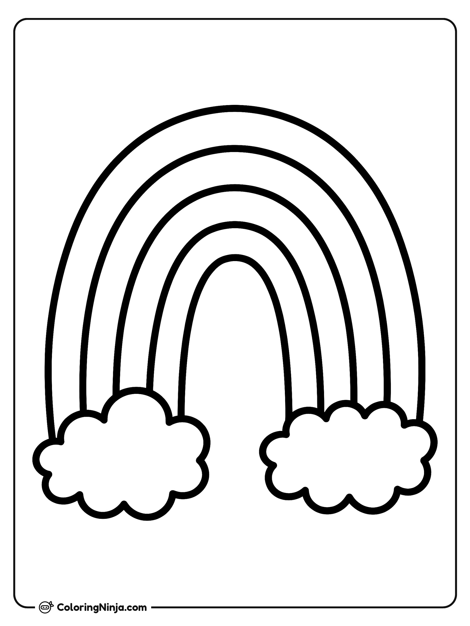 Un arcoíris animado entre nubes: dibujo para colorear