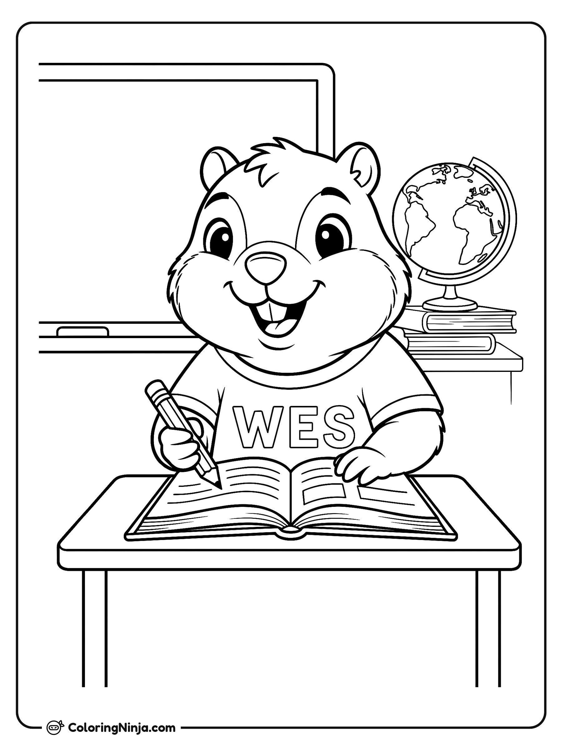 Marmota lista para la escuela: dibujo para colorear
