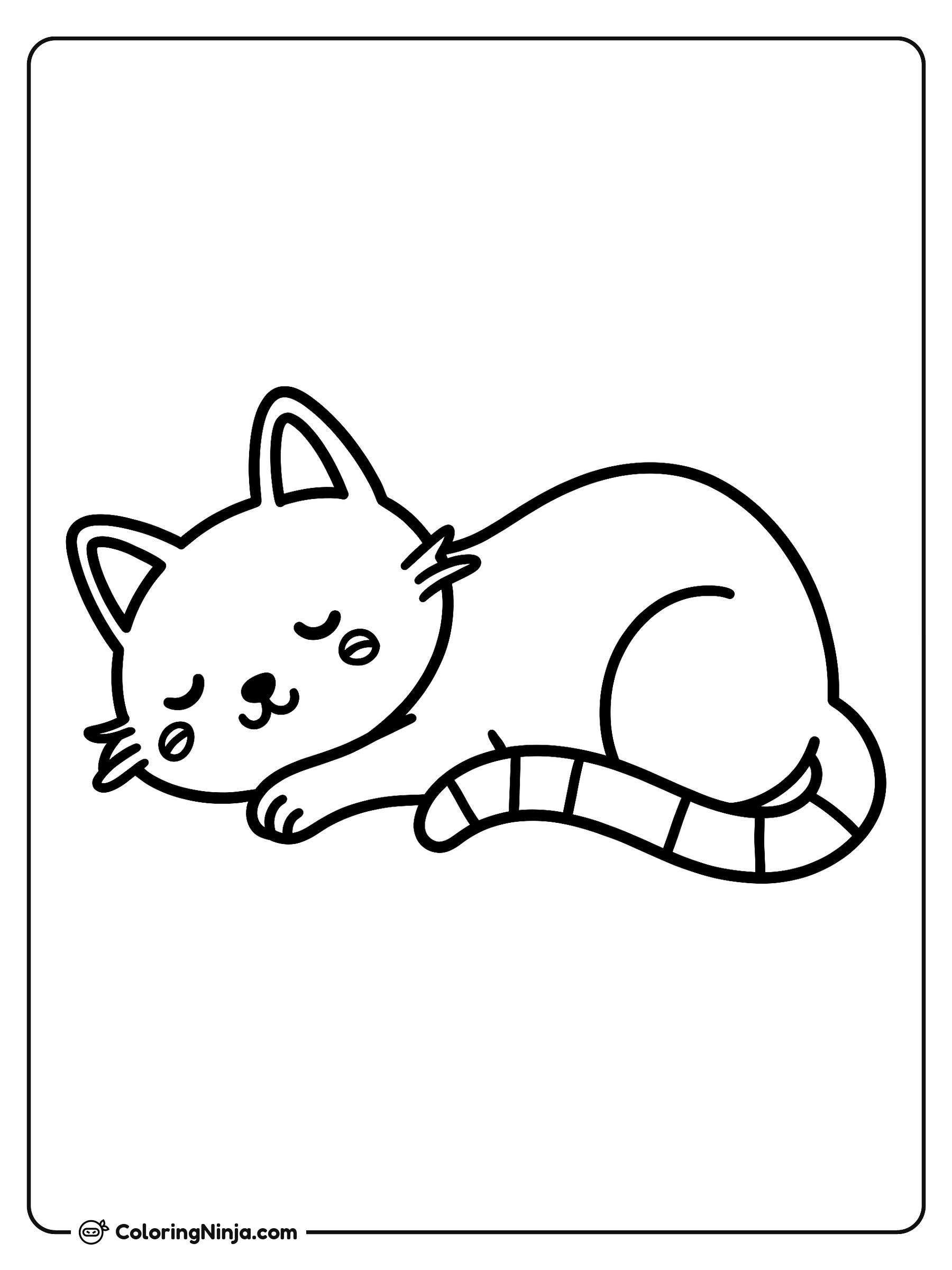 Gato Acostado Durmiendo una Siesta: dibujo para colorear