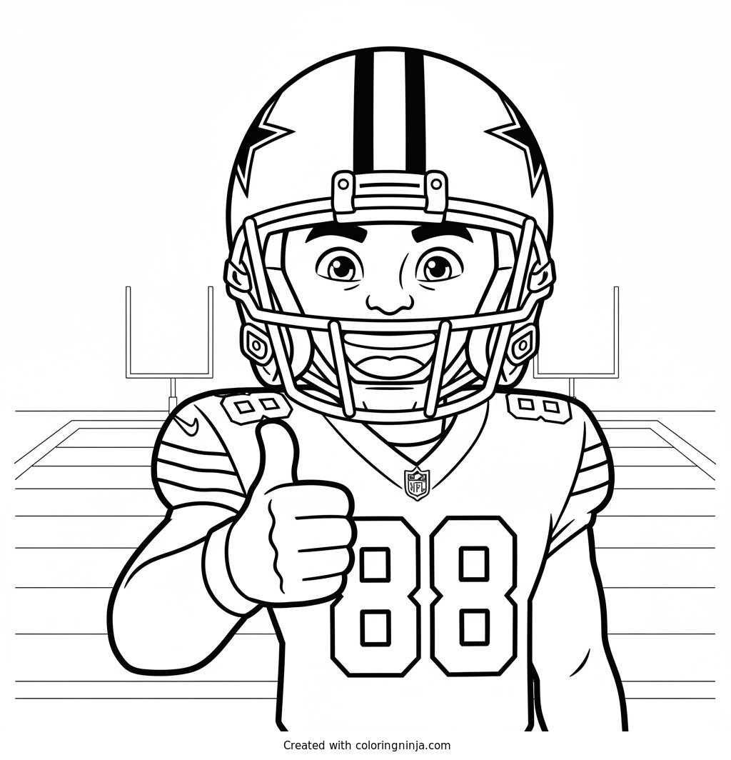 CeeDee Lamb Friendly Cartoon Version Coloring Page