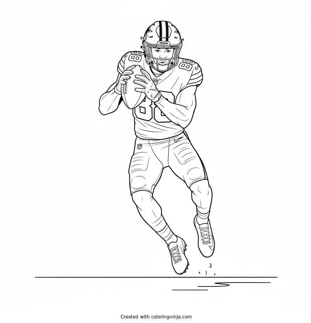 CeeDee Lamb Sideline Toe Tap Coloring Page