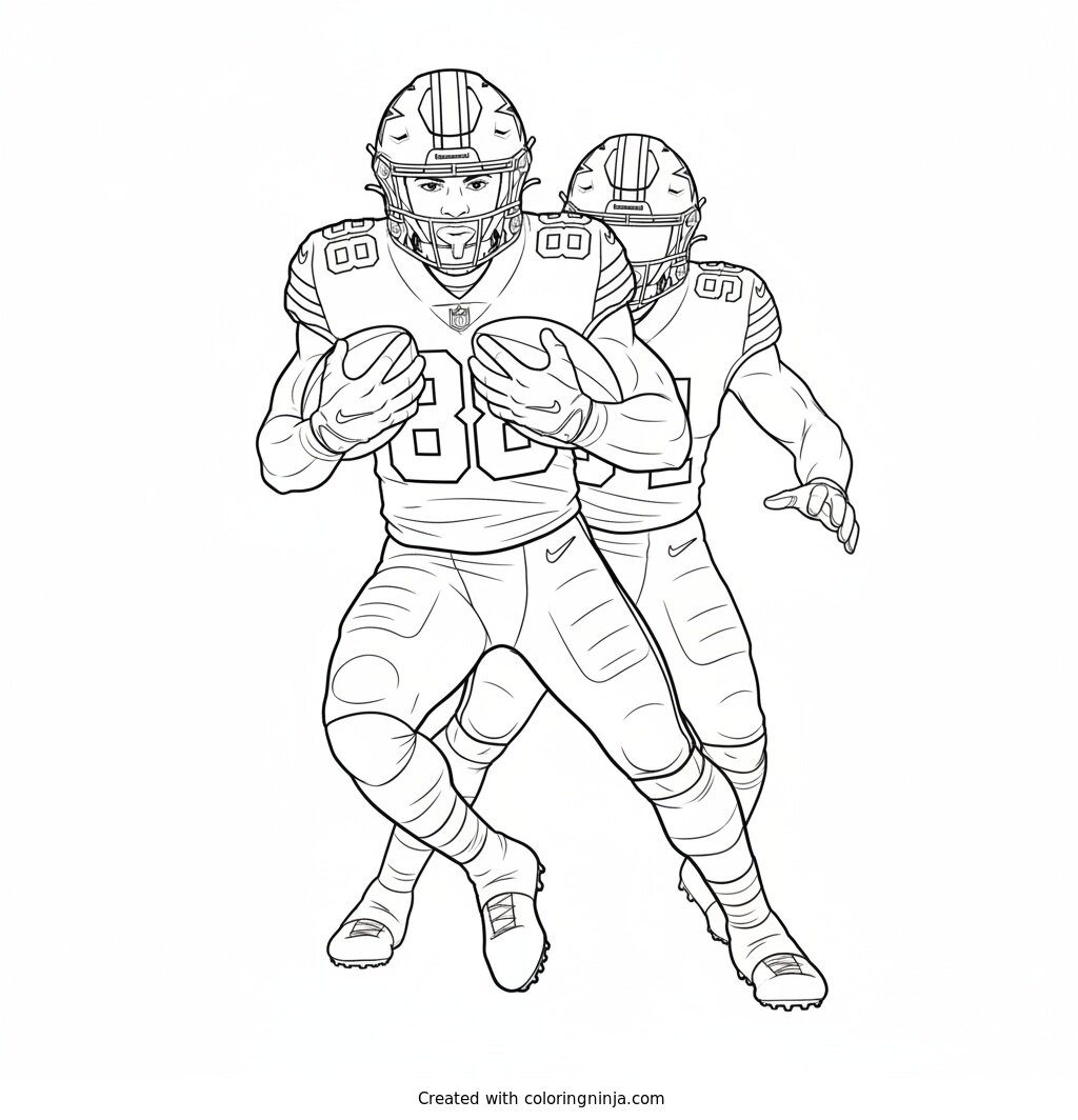 CeeDee Lamb Scrambling Past Defender Coloring Page