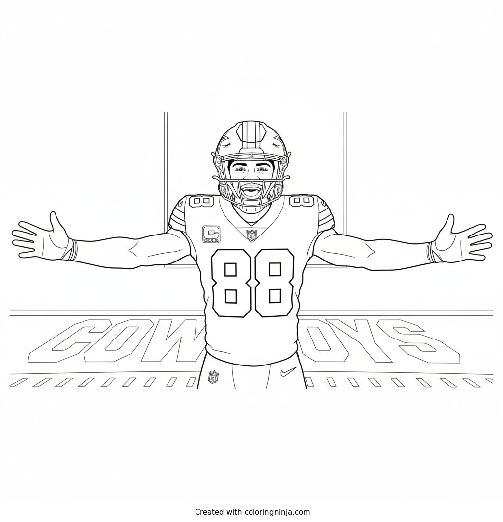CeeDee Lamb Touchdown Celebration Pose Coloring Page