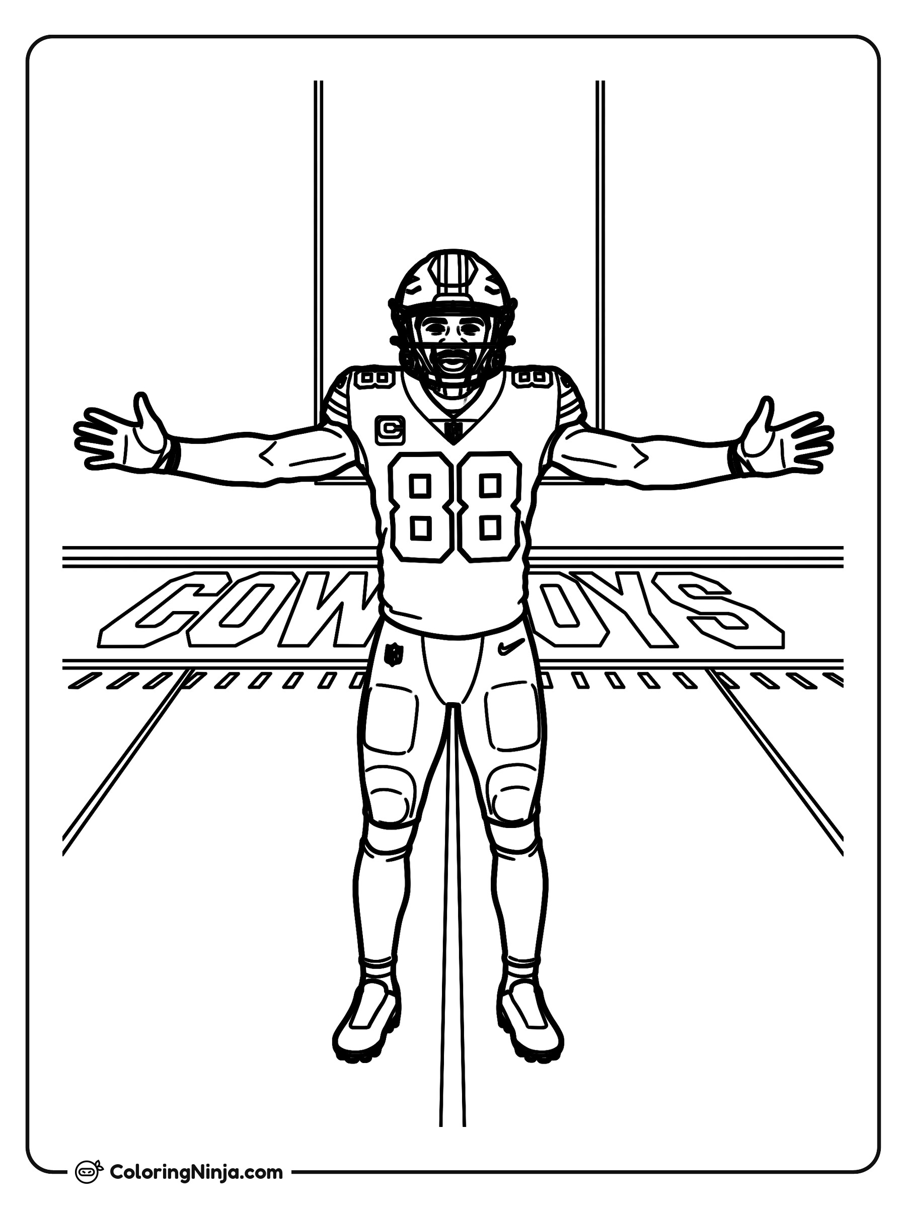 Celebración de Touchdown de CeeDee Lamb: dibujo para colorear