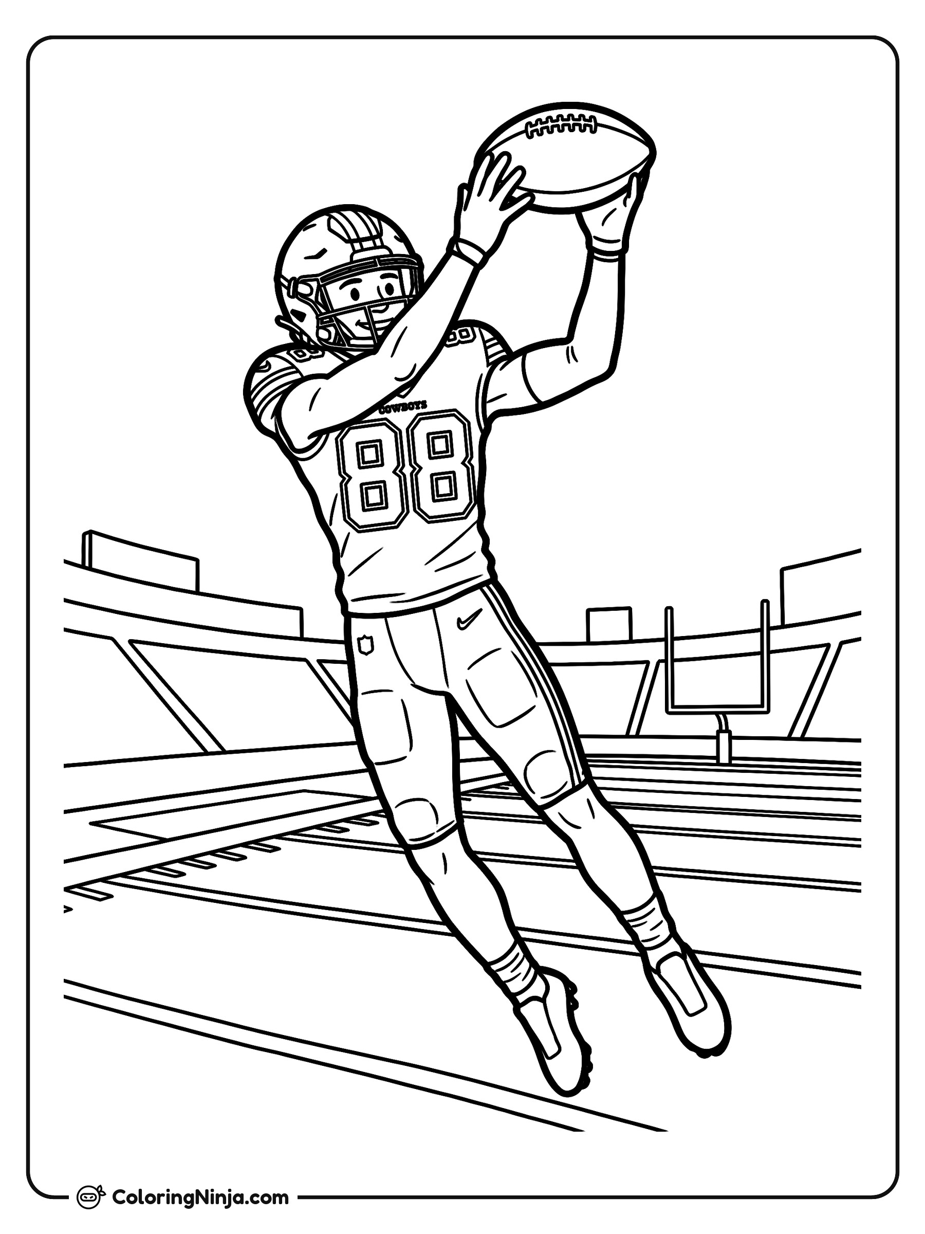 CeeDee Lamb High Leap Catch Coloring Page