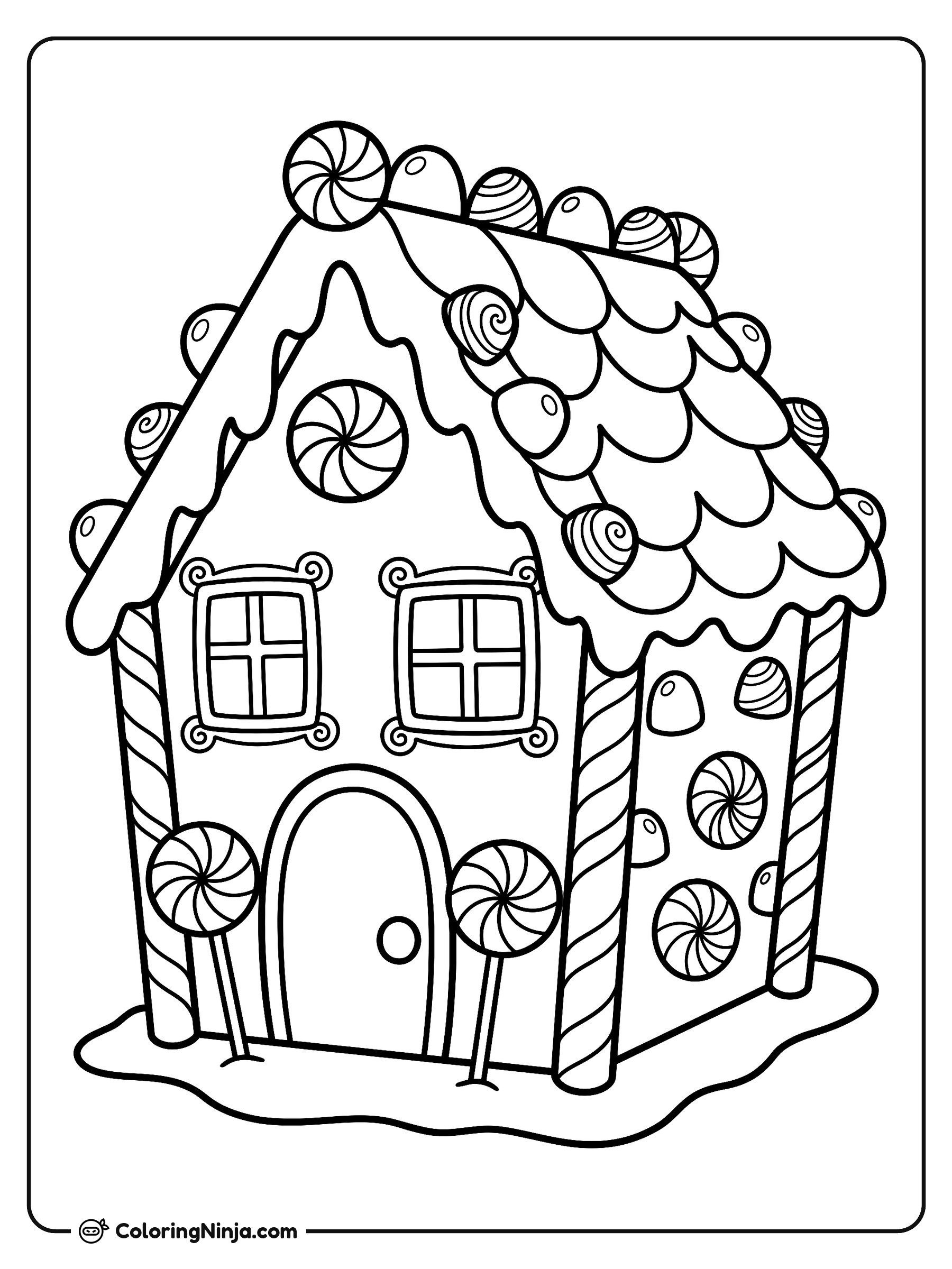 Candy Gingerbread House Coloring Page
