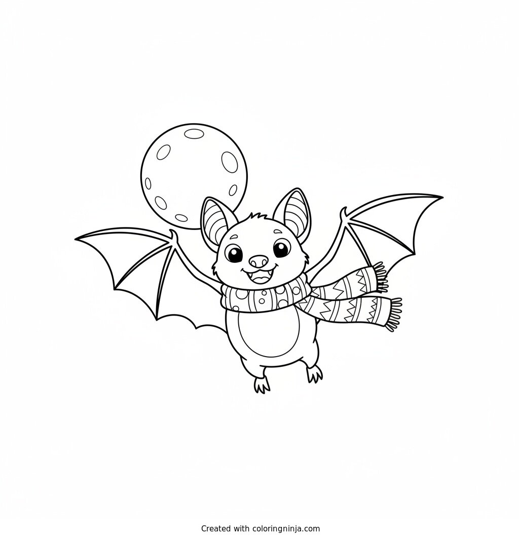 Little Bat Night Flight Coloring Page