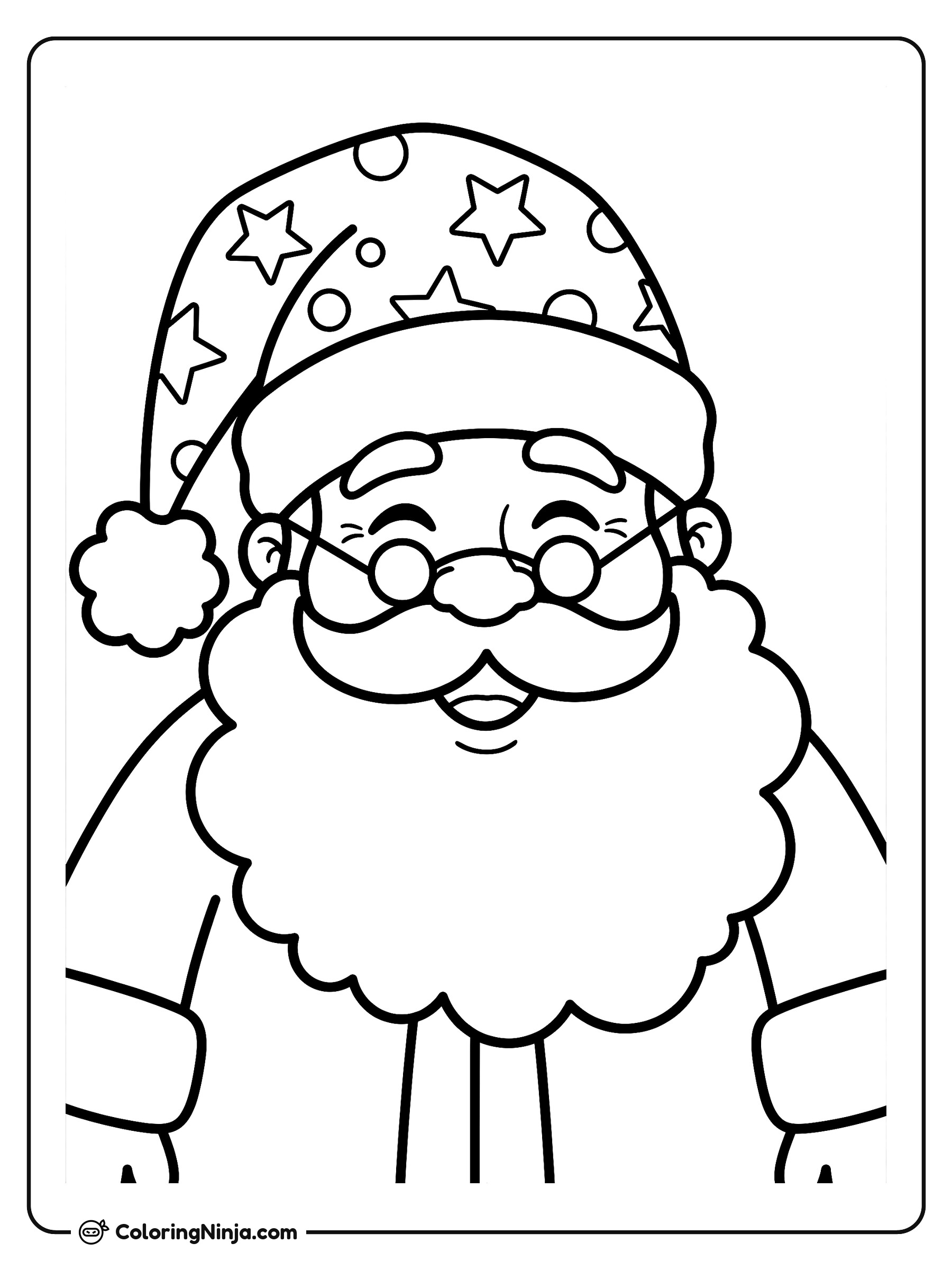 Retrato Alegre de Papá Noel: dibujo para colorear