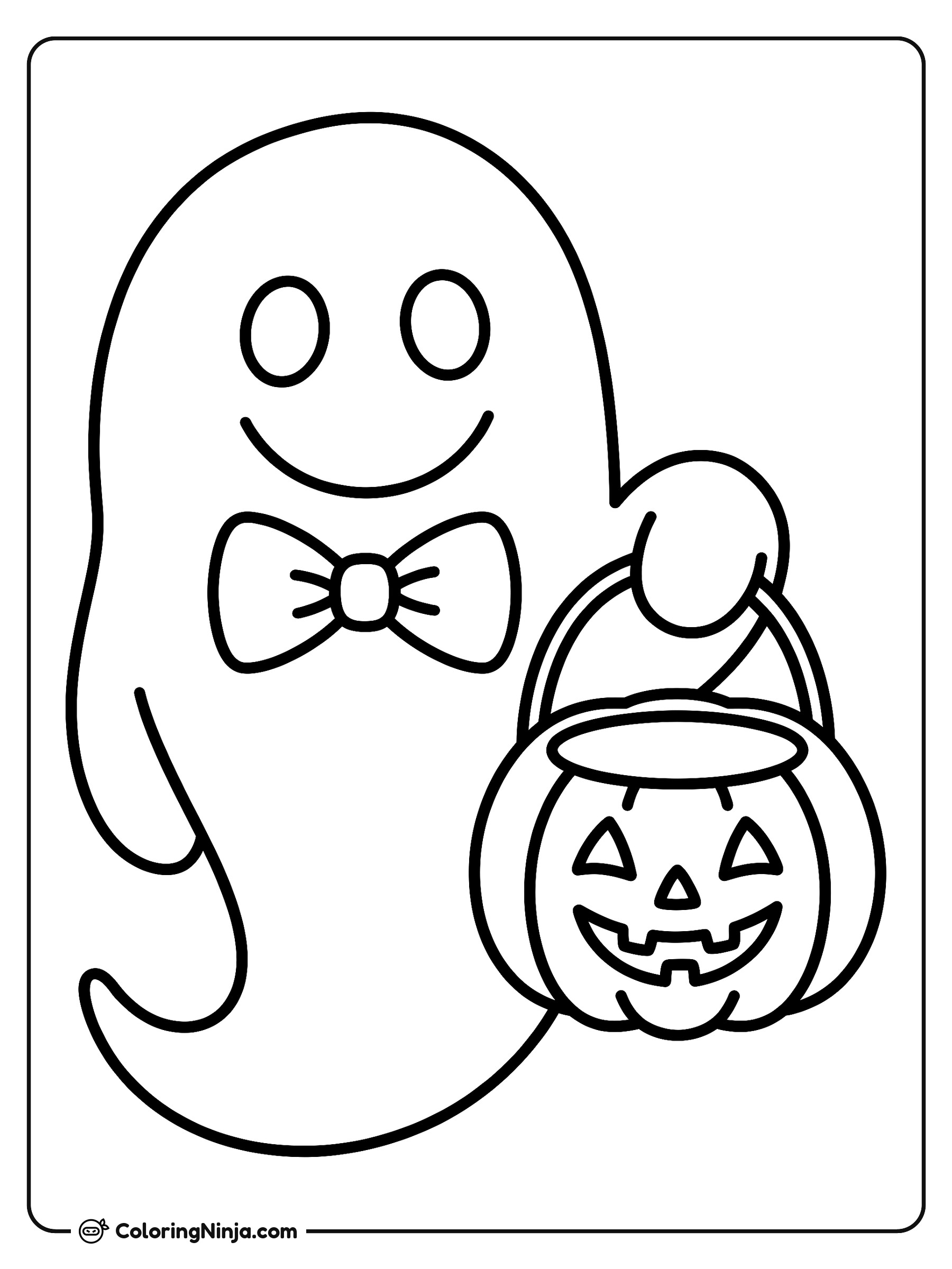 A Friendly Ghost Goes Sweeping Coloring Page