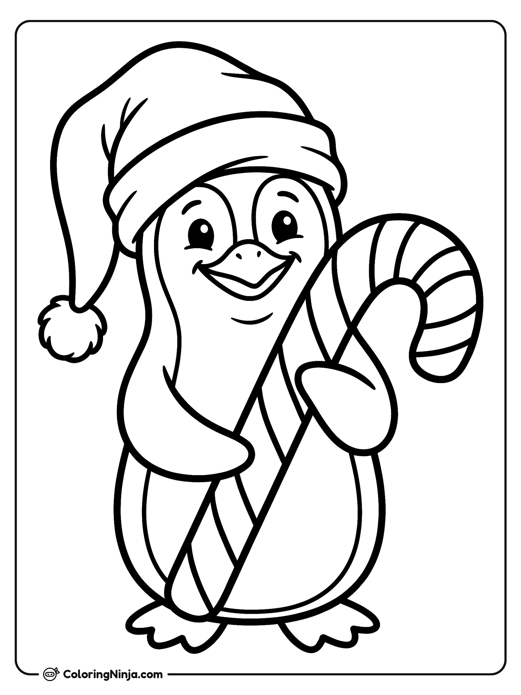 Festive Santa Hat Penguin Coloring Page