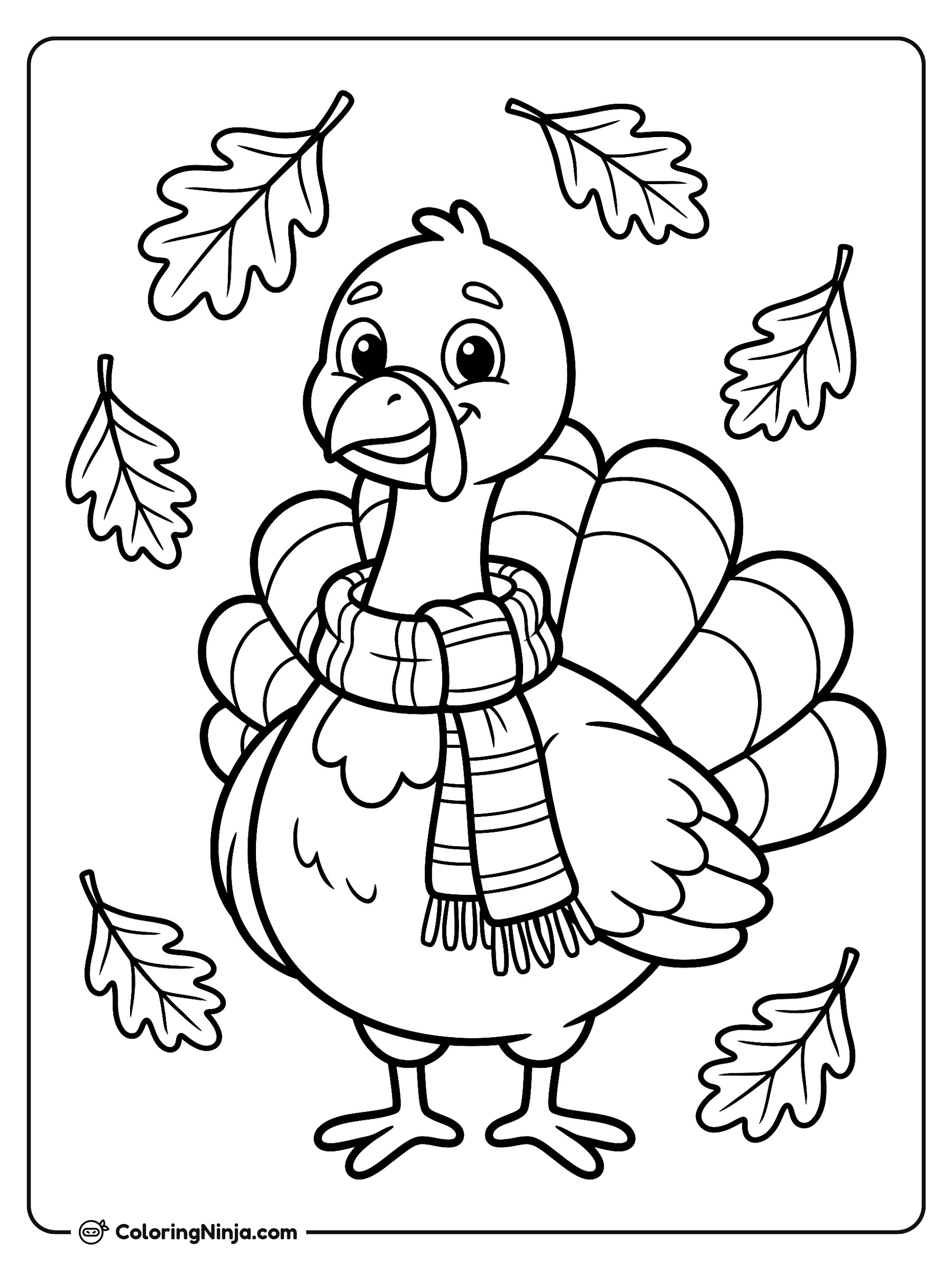 Autumn Scarf Turkey Friend Coloring Page