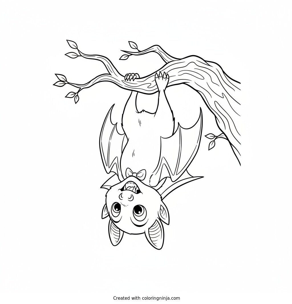 A Cheerful Vampire Bat Coloring Page