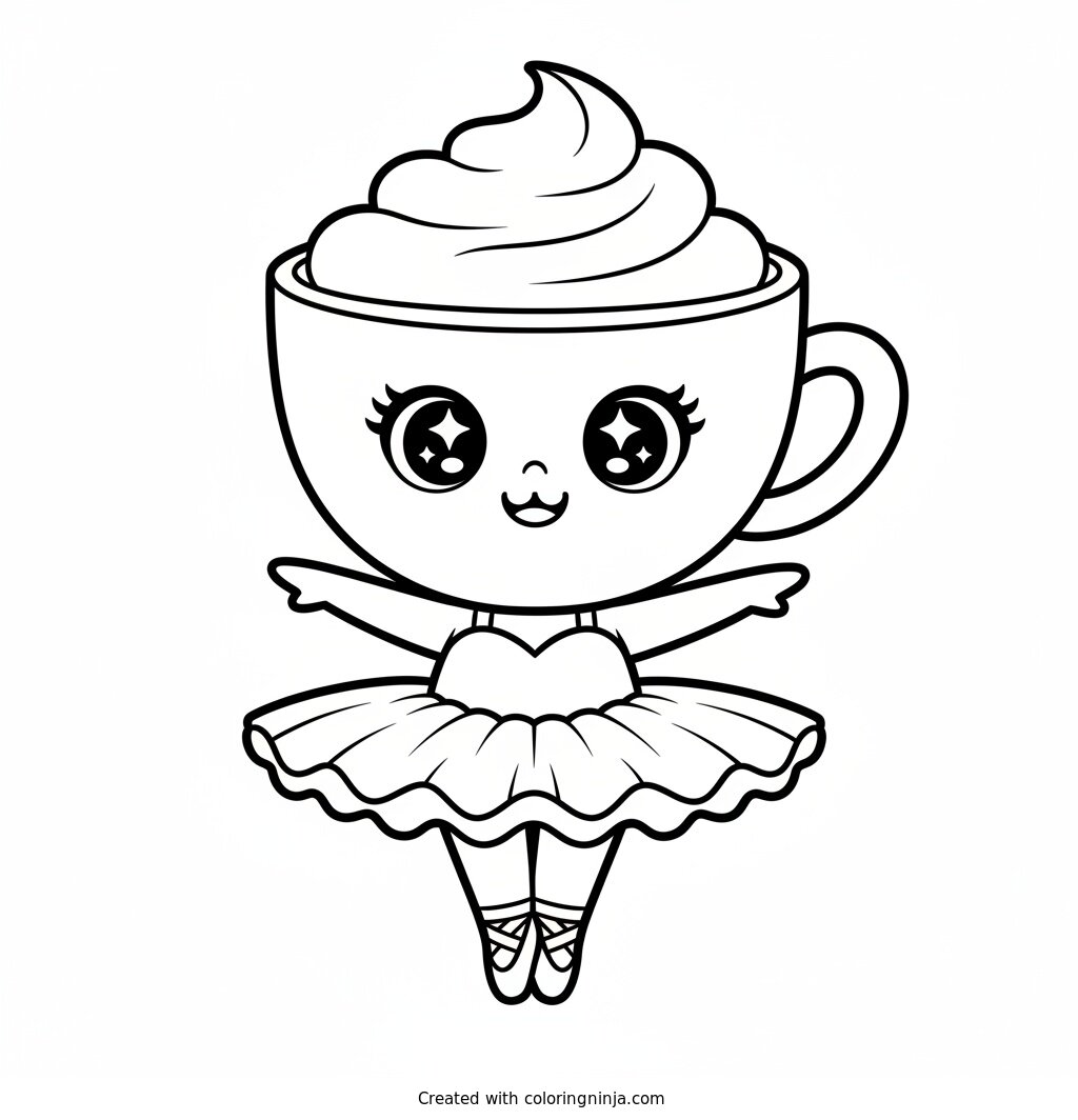 Chibi Ballerina Cappuccina Coloring Page