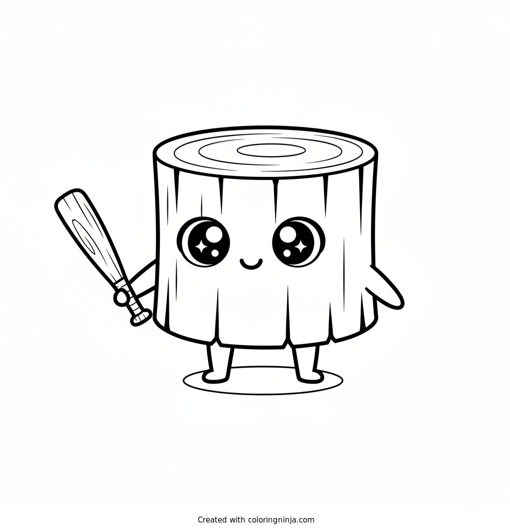 Chibi Tung Tung Tung Sahur Coloring Page
