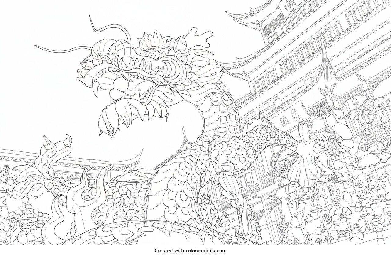 Coloring page of chinese new year