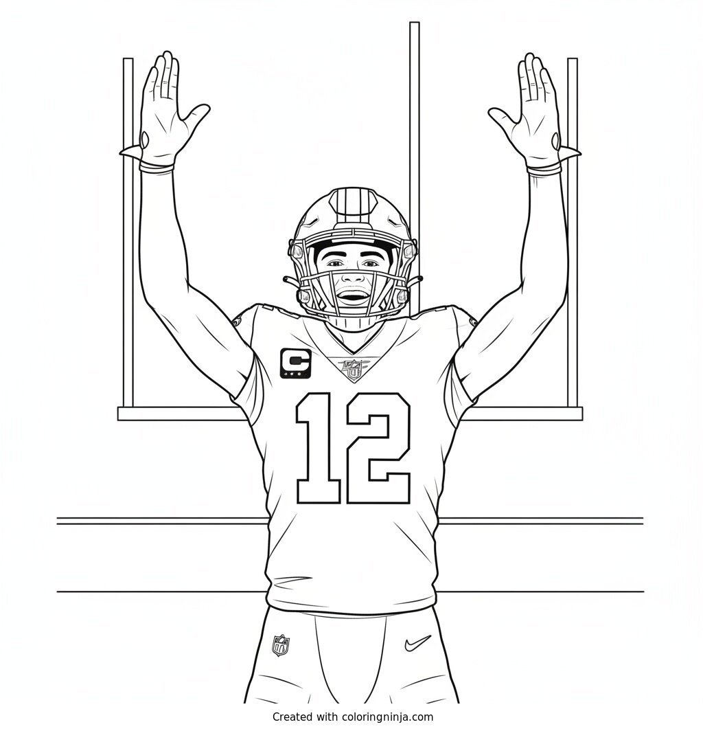 Chris Olave End Zone Celebration Coloring Page