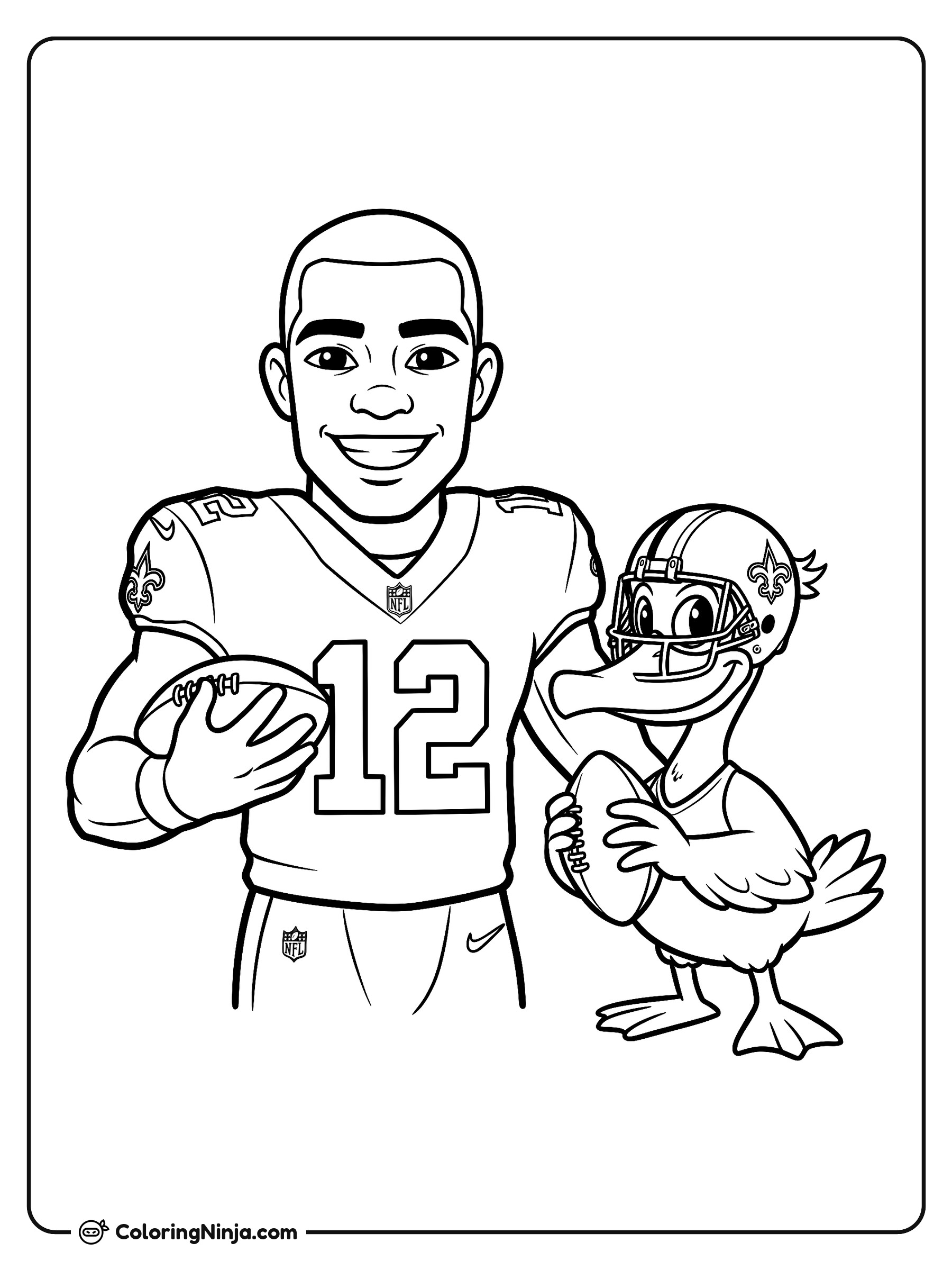 Chris Olave y Mascota Pato: dibujo para colorear