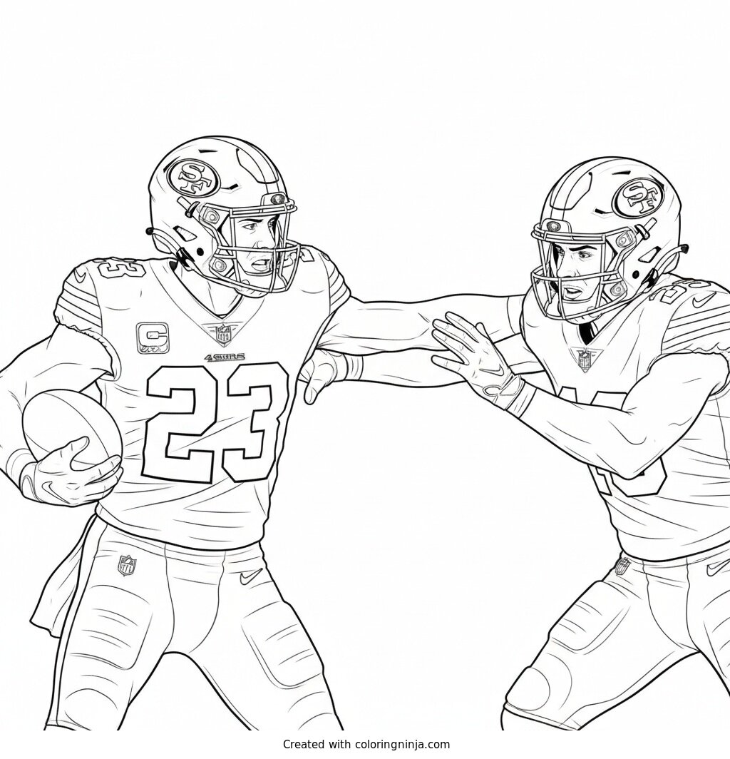 Christian McCaffrey Powerful Stiff Arm Coloring Page