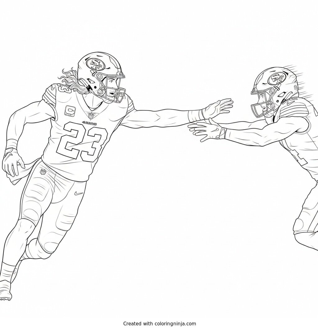 Christian McCaffrey Stiff Arm Breakaway Coloring Page