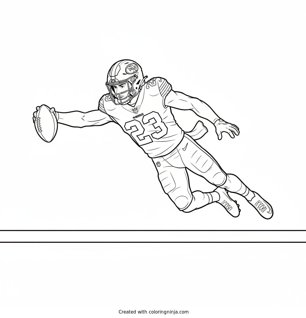 Christian McCaffrey Goal Line Leap Coloring Page