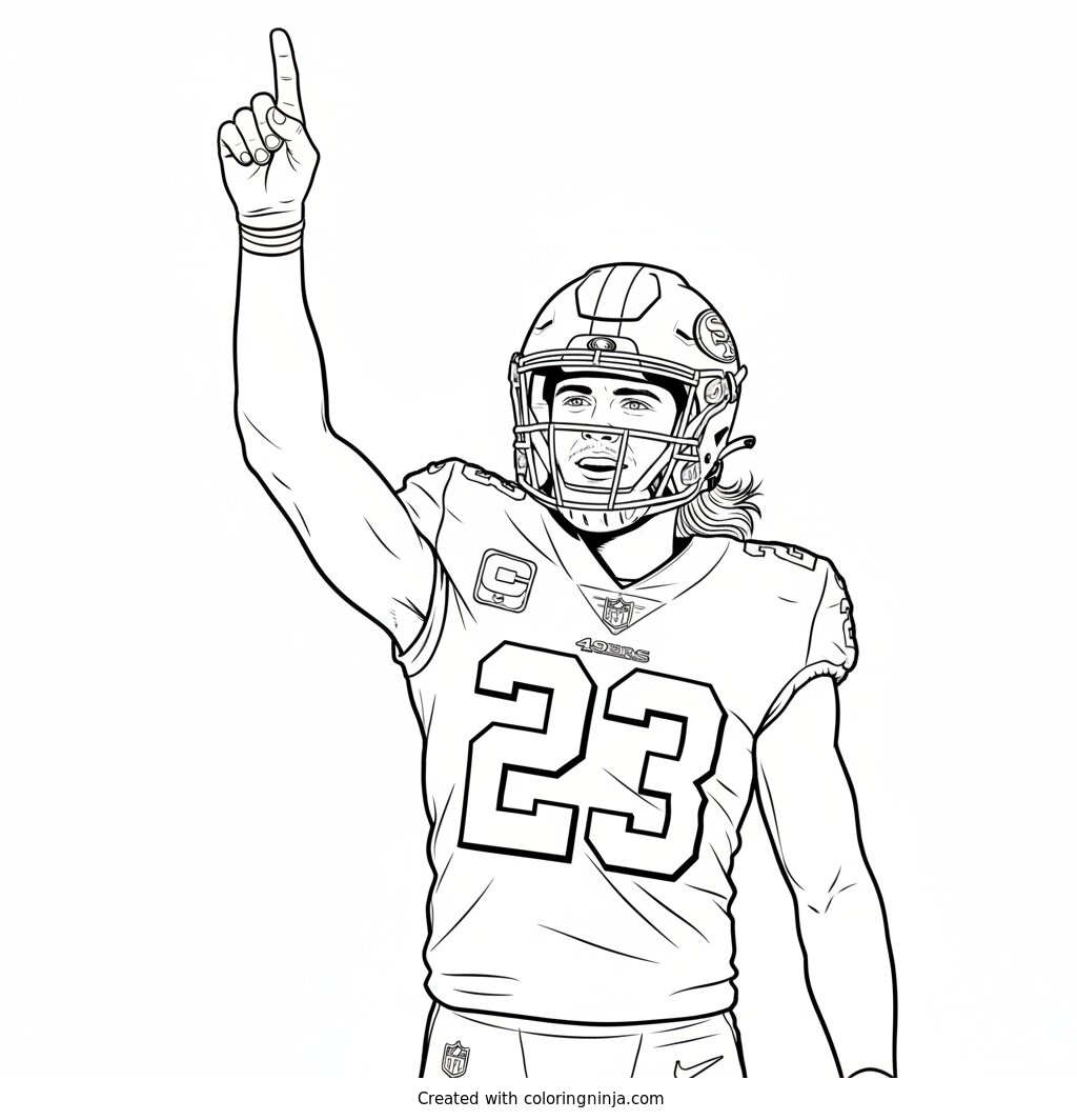 Christian McCaffrey Touchdown Celebration Coloring Page