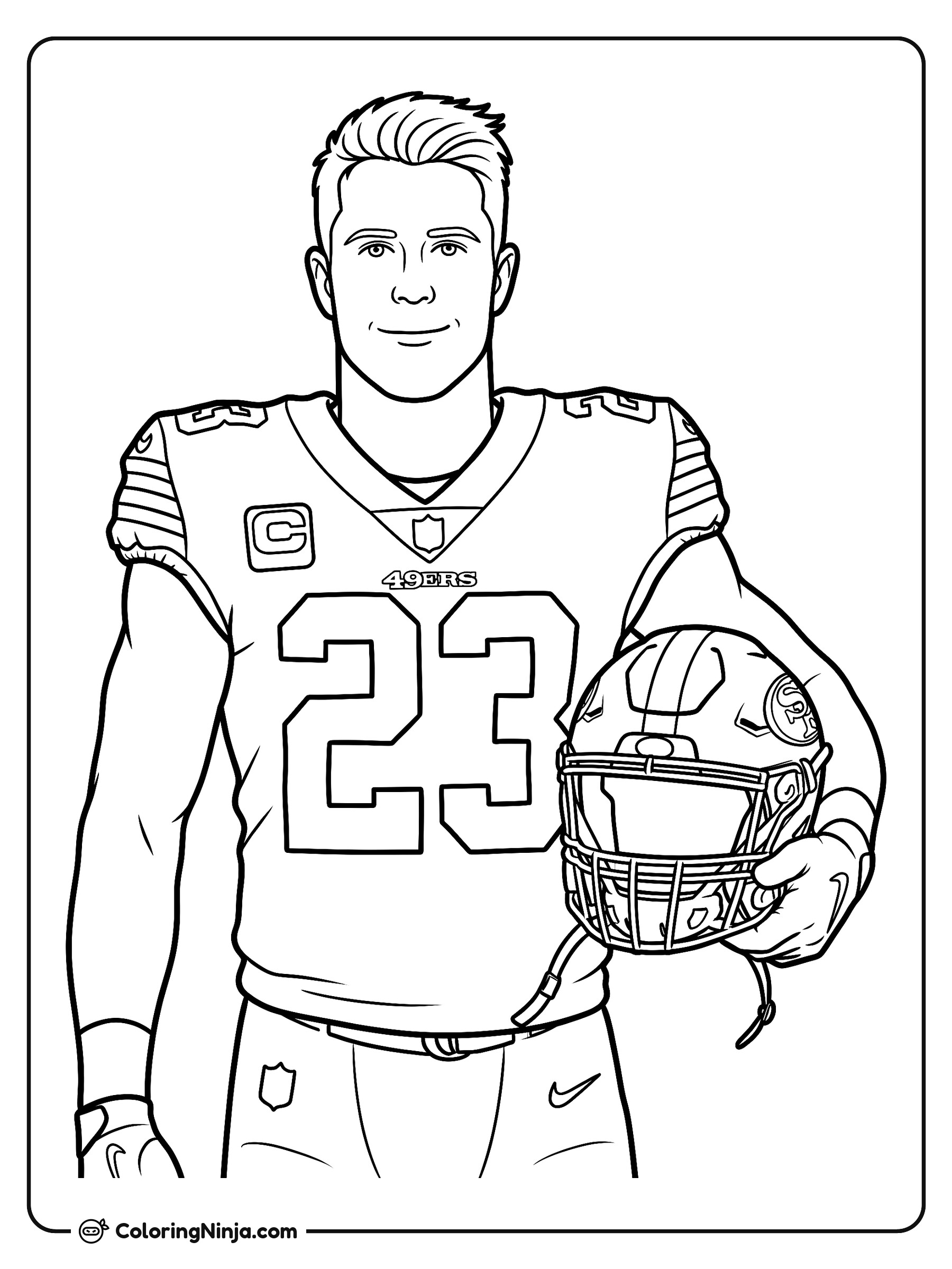 Retrato de Christian McCaffrey en la banda: dibujo para colorear