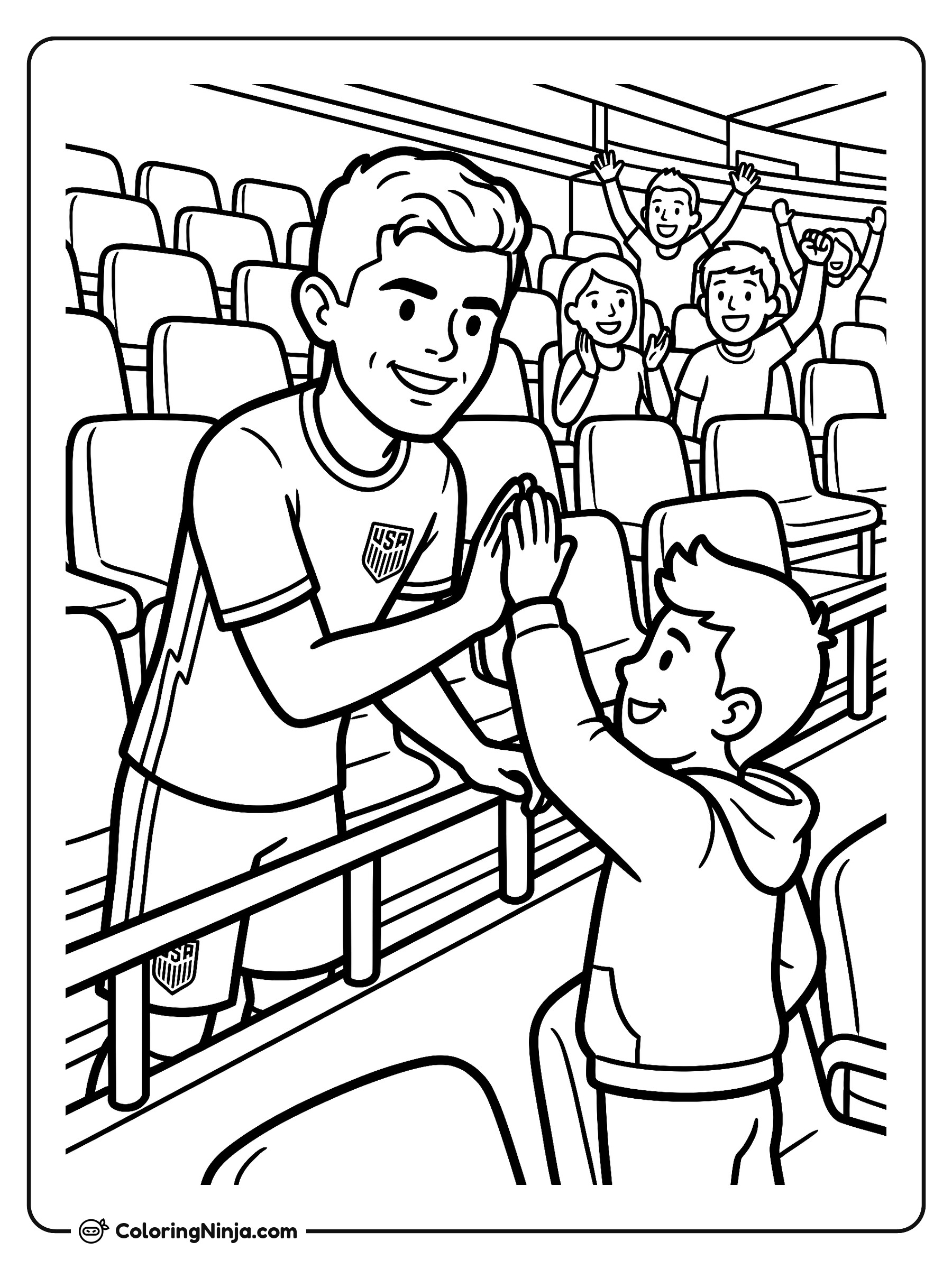 Christian Pulisic High Five Fan Coloring Page