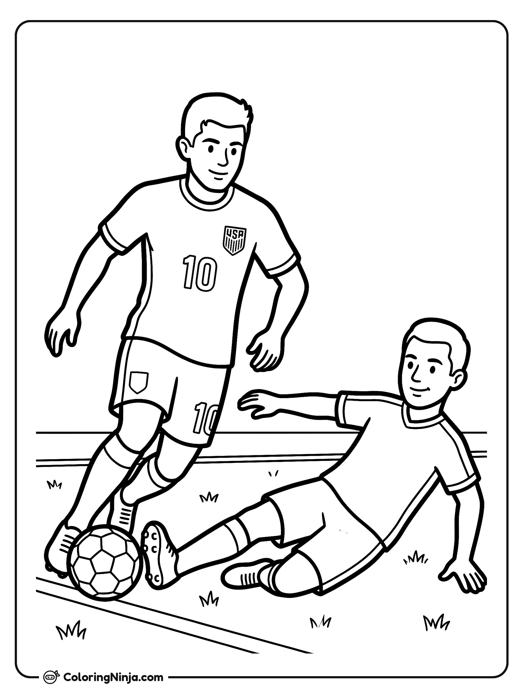 Christian Pulisic Dribbling Past Defender Coloring Page