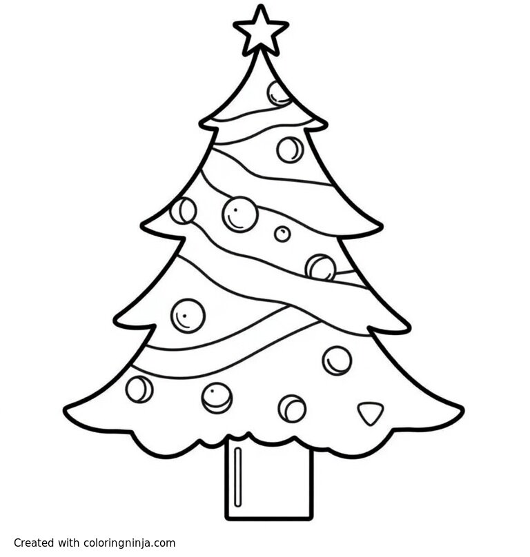 A coloring page of christmas tree ornament