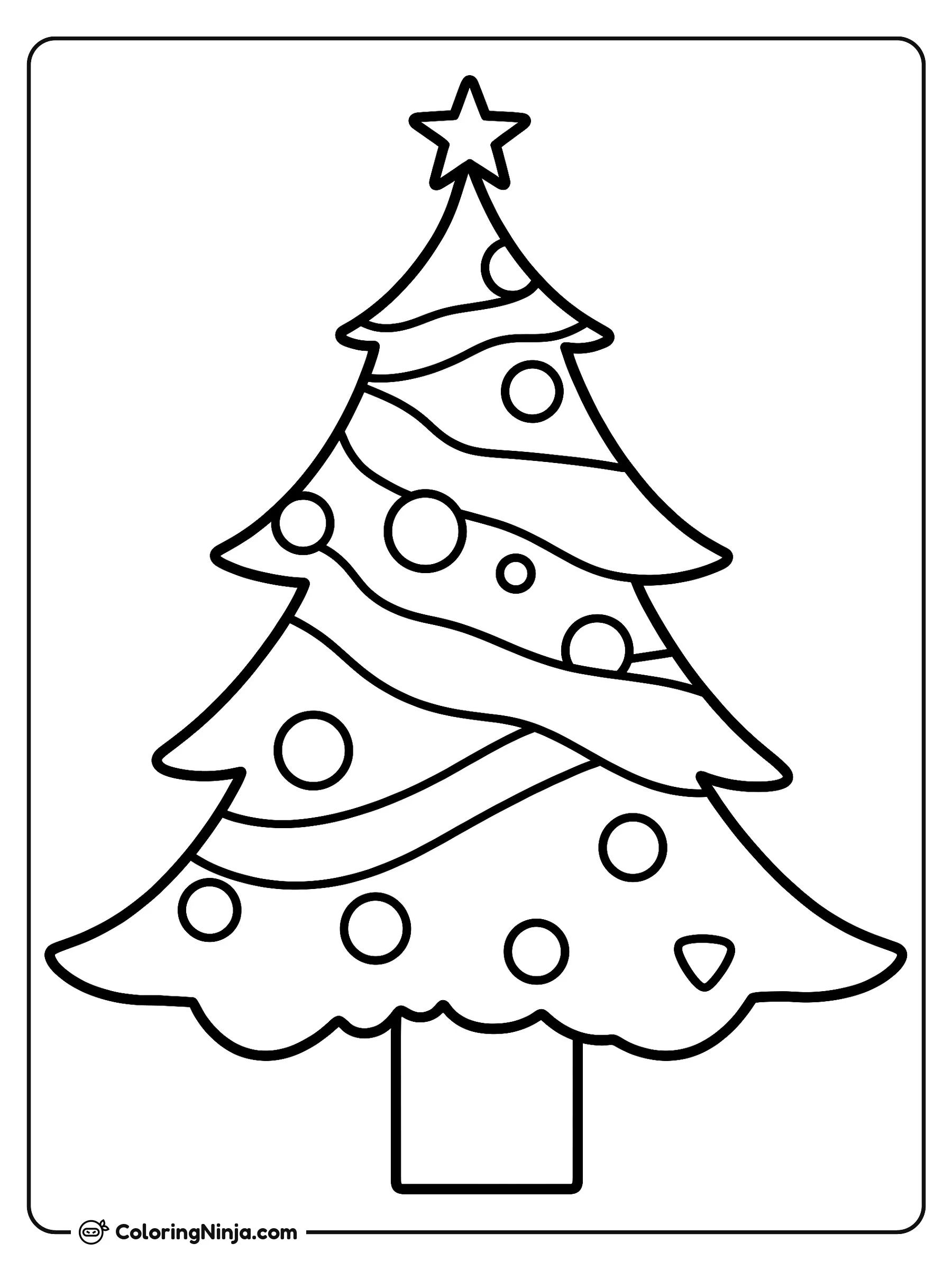 Christmas Tree Ornament Coloring Page: This Christmas tree ornament coloring page features a simple outline of a holiday decoration ready to be filled with color.