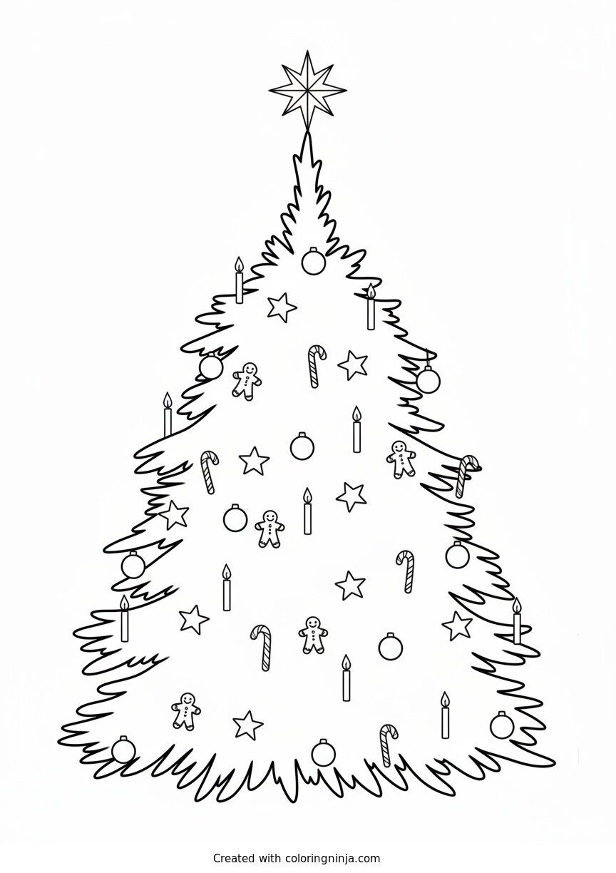 Coloring page of christmas tree