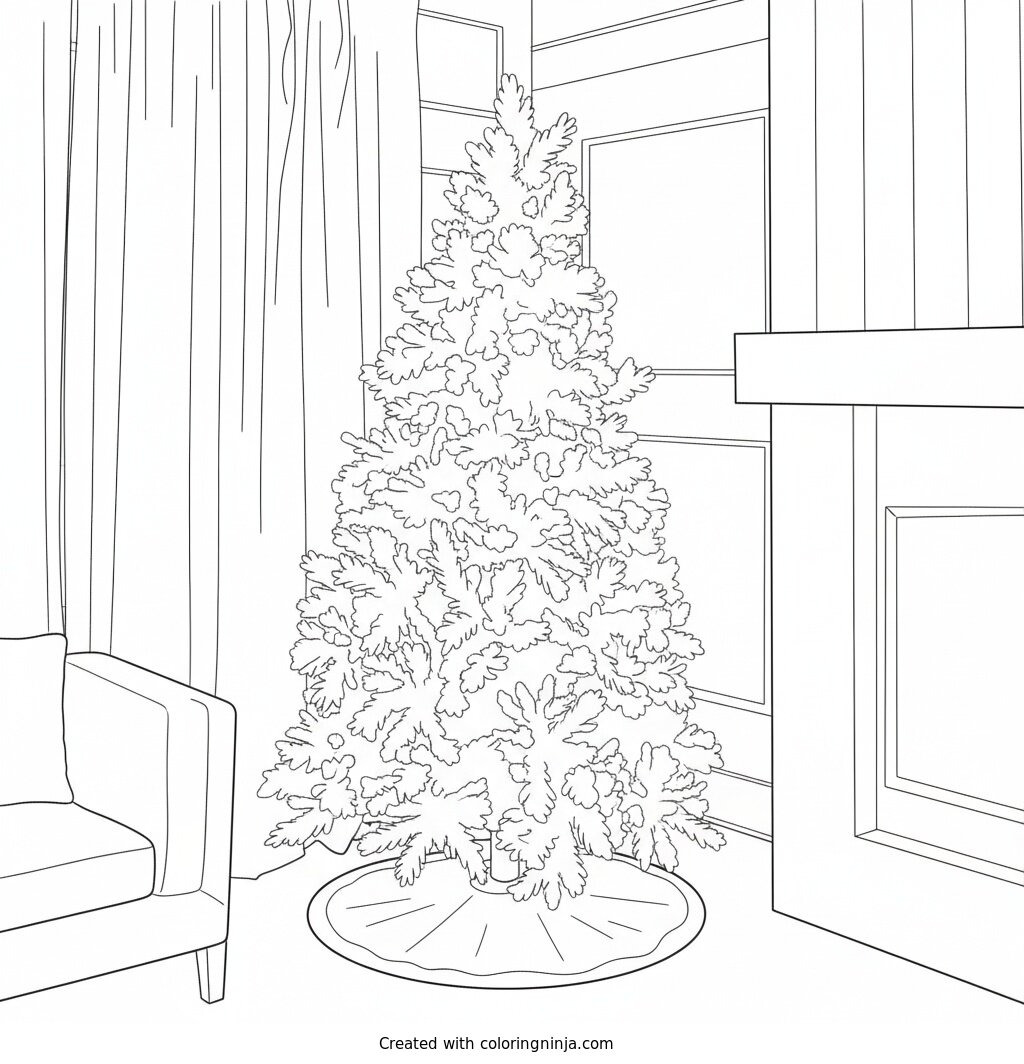 Coloring page of christmas tree