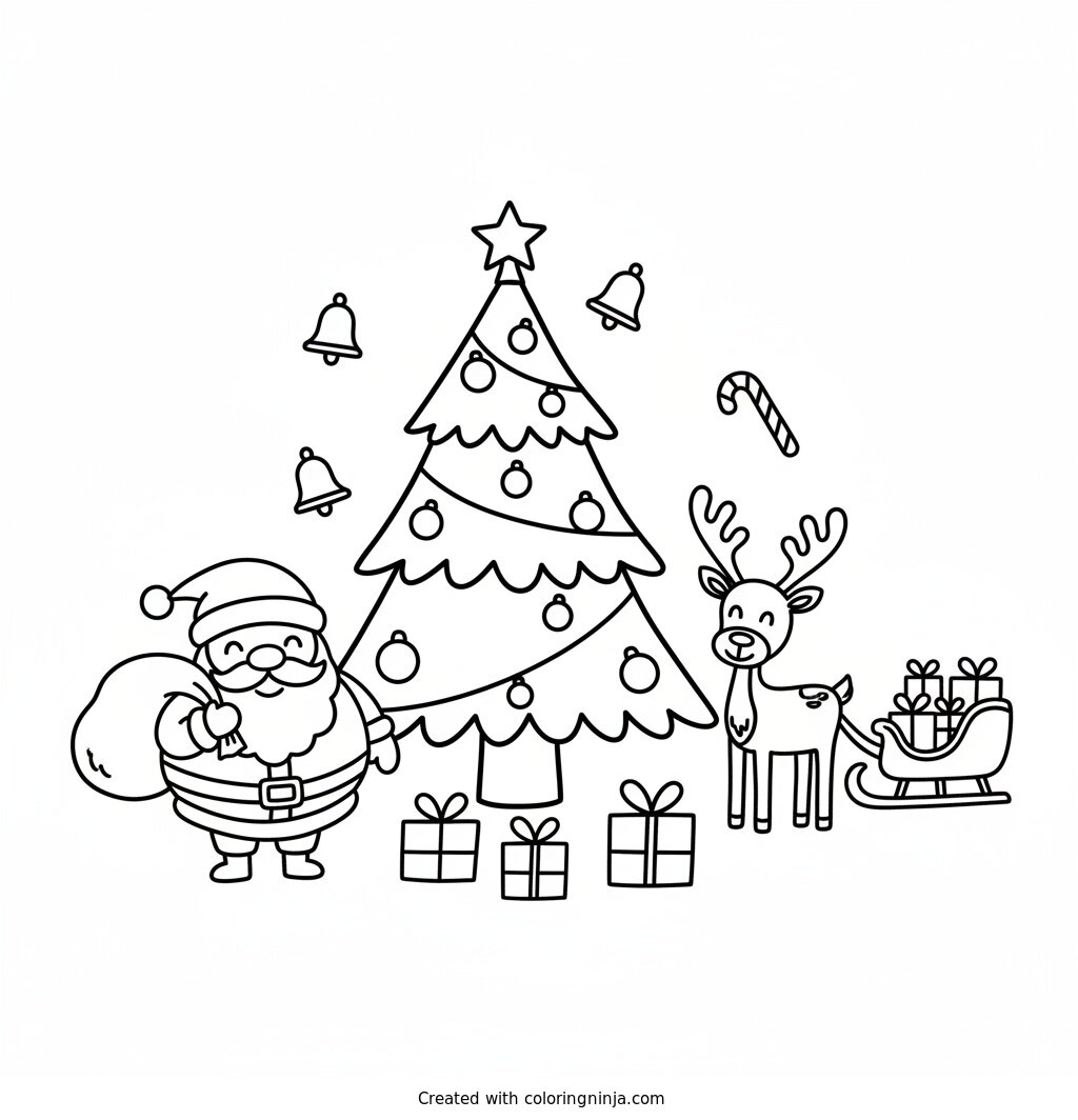 A coloring page of Christmas