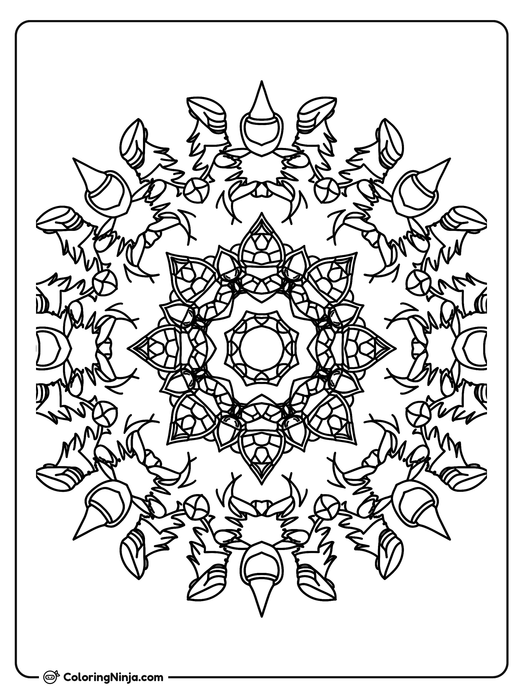Patrón Circular de Tortugas y Naturaleza: dibujo para colorear
