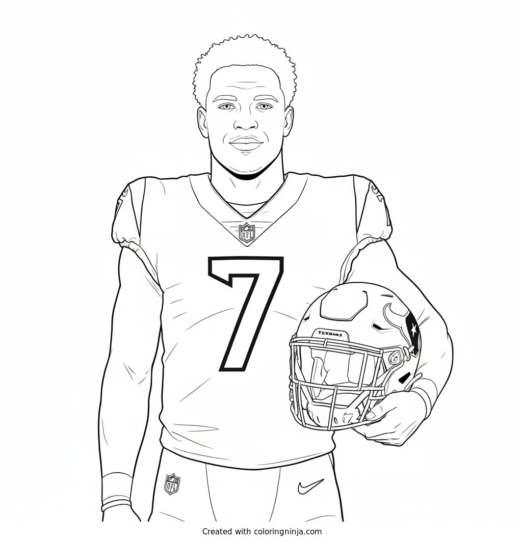 C.J. Stroud Helmet Under Arm Portrait Coloring Page