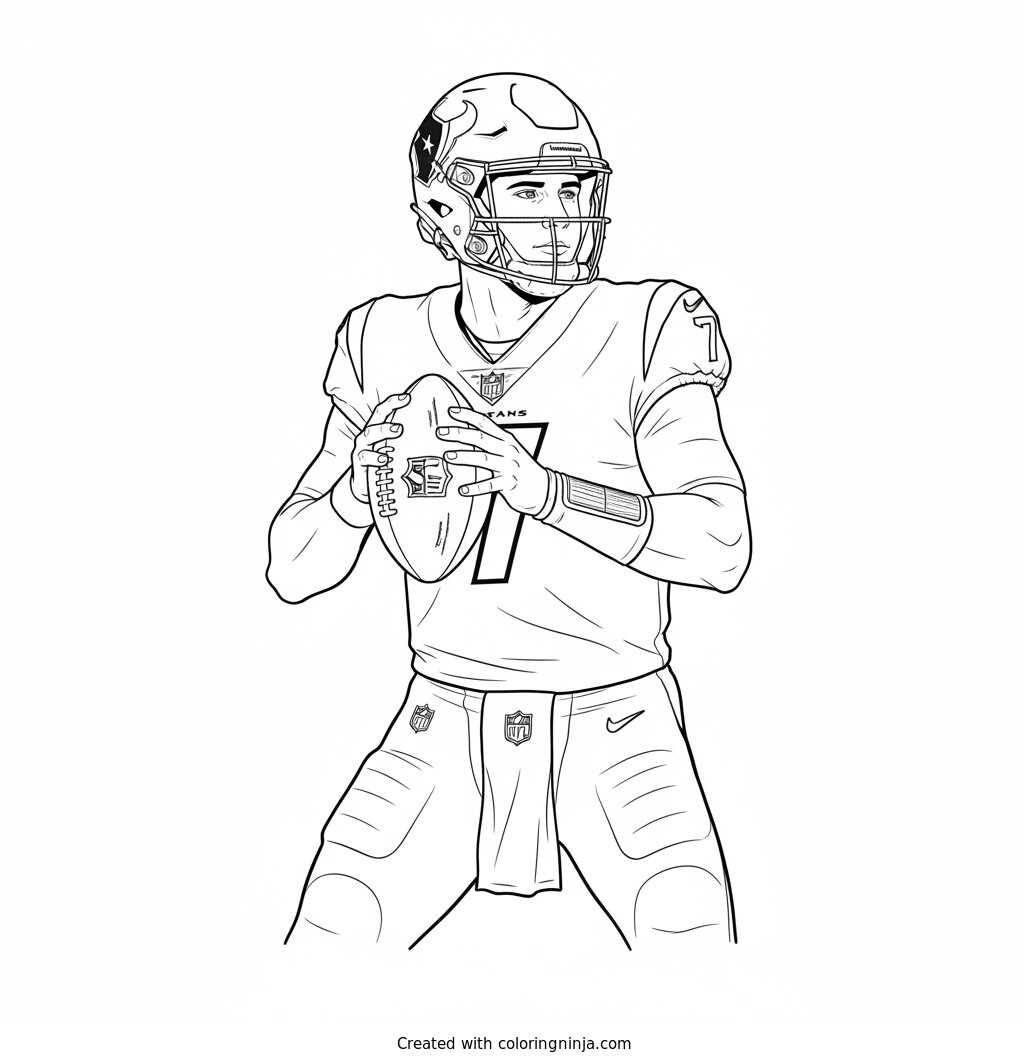 C.J. Stroud Poised Pocket Passer Coloring Page