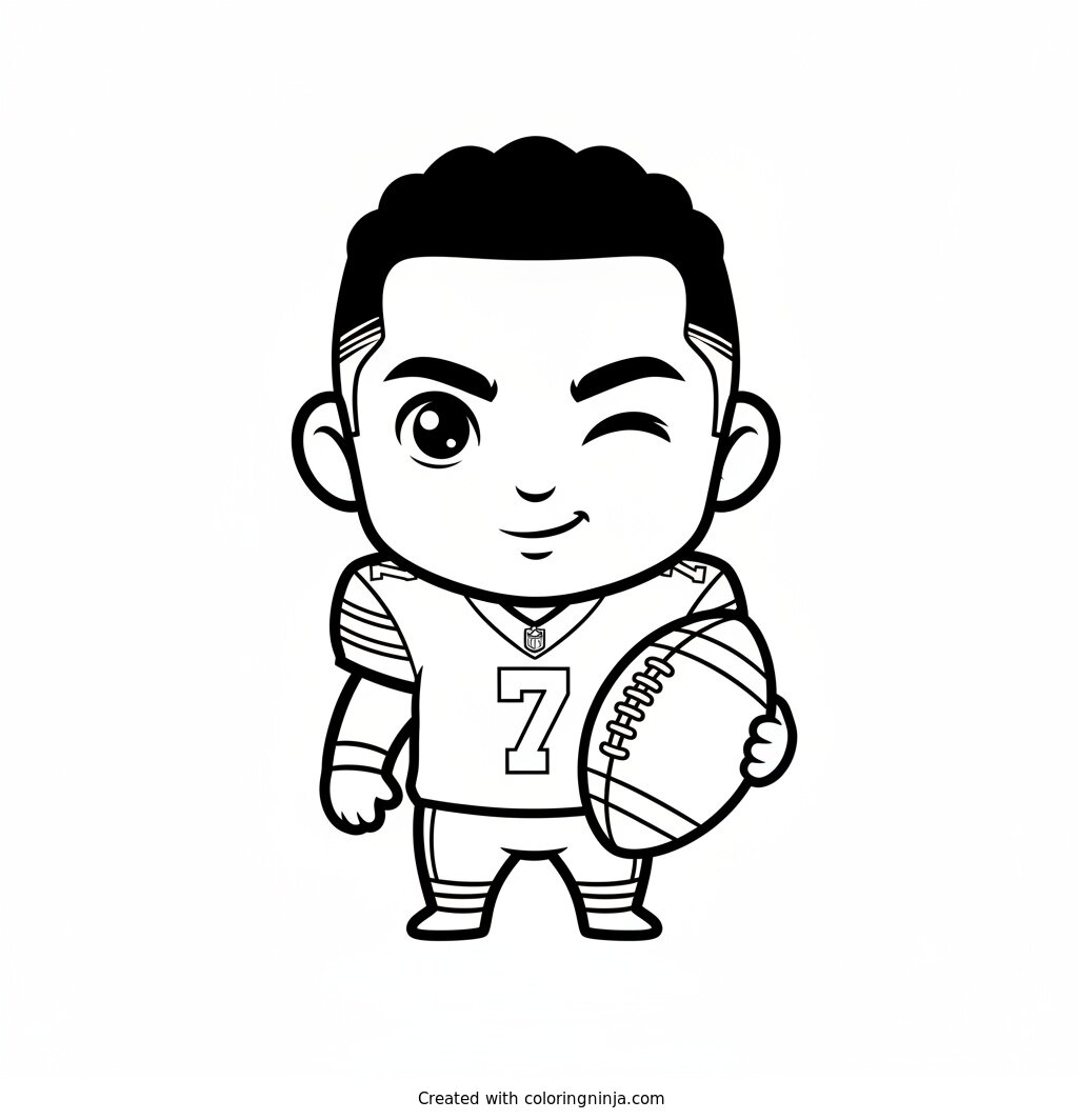C.J. Stroud Cartoon Quarterback Character Coloring Page
