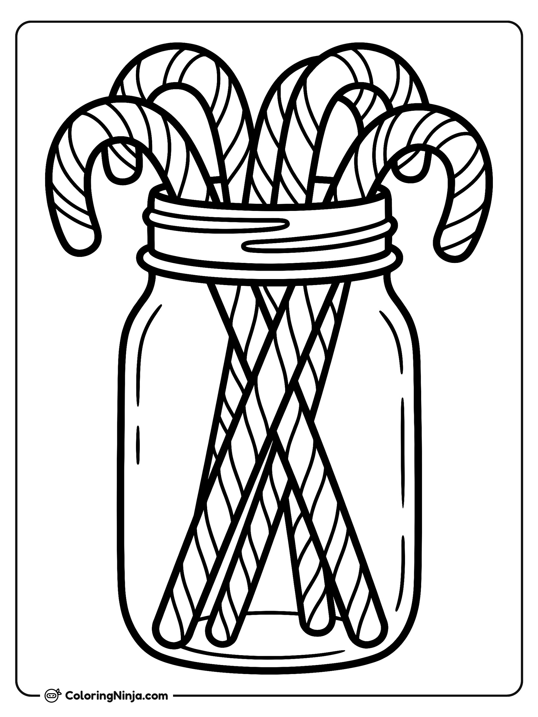 Glass Jar of Canes Coloring Page
