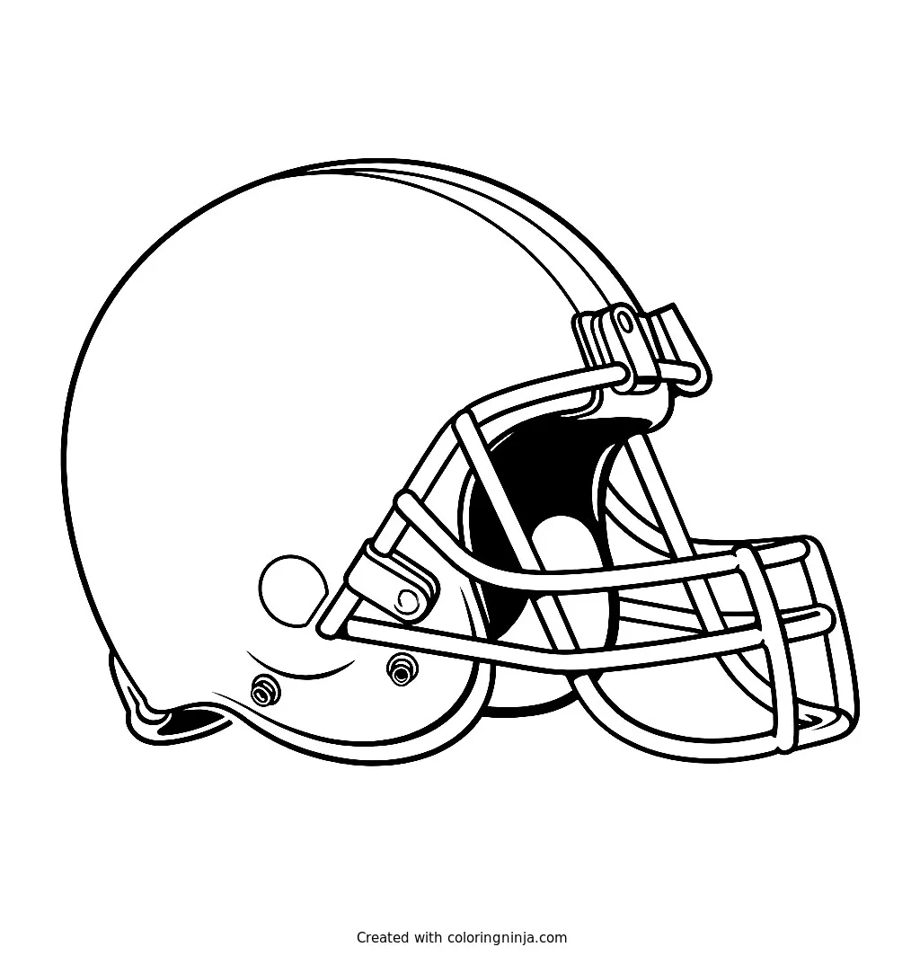 Casco del Logo de Cleveland Browns, dibujo para colorear: Un clásico casco de fútbol americano visto de lado representa el logo del equipo Cleveland Browns.