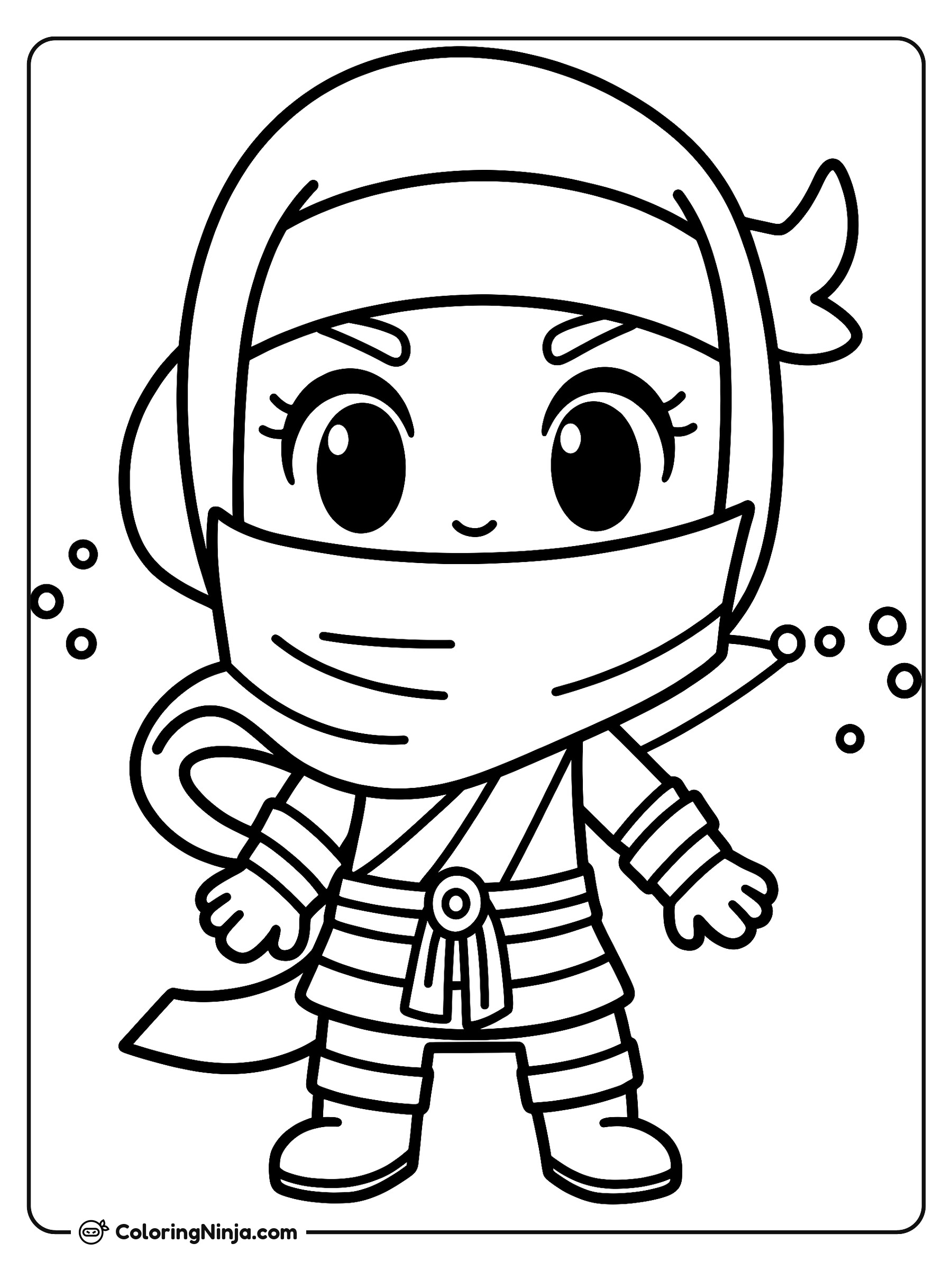 Lindo personaje de ninja: dibujo para colorear
