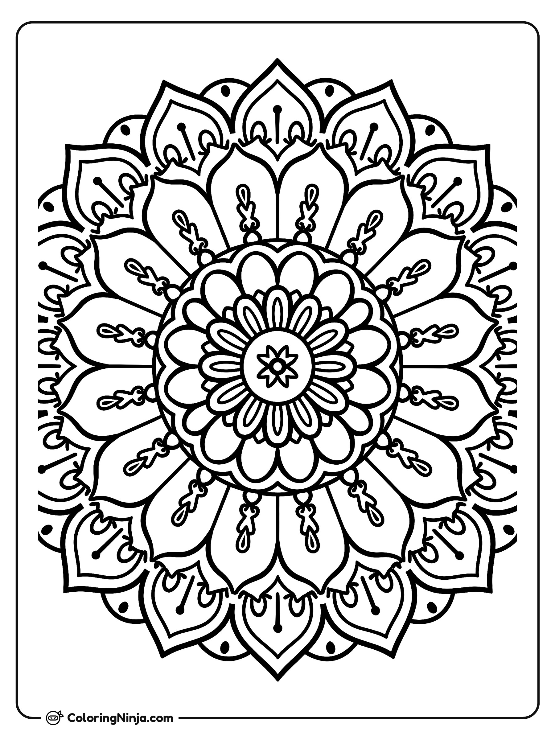 Mandala complejo con detalles florales: dibujo para colorear