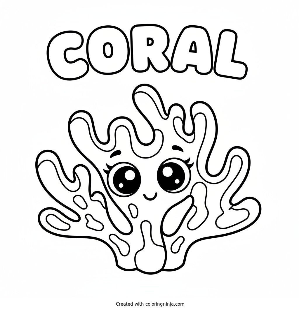 A Coral with Sparkly Eyes Coloring Page