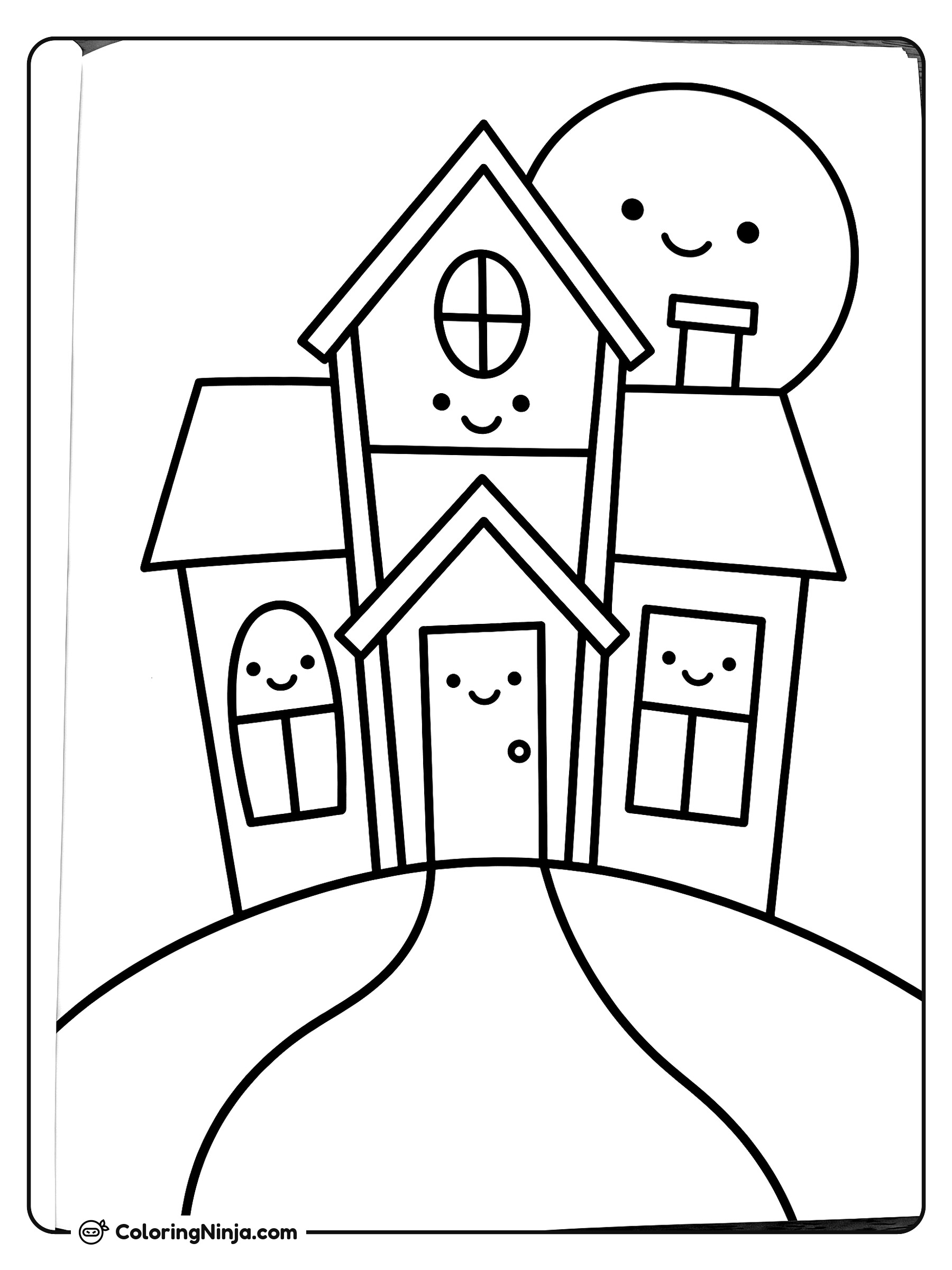 The Haunted Hill House Coloring Page