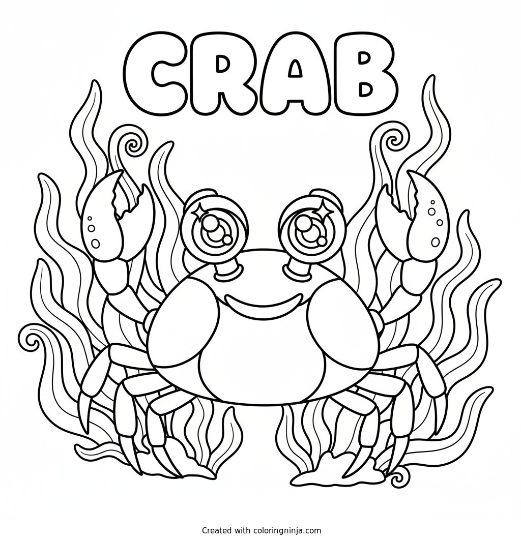 A Crab with Sparkly Eyes Coloring Page
