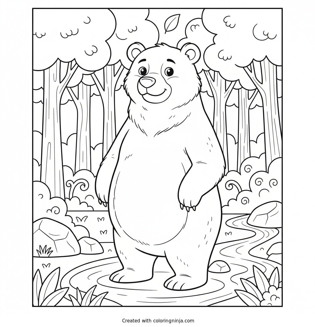 Simple Animals and Nature Coloring Page