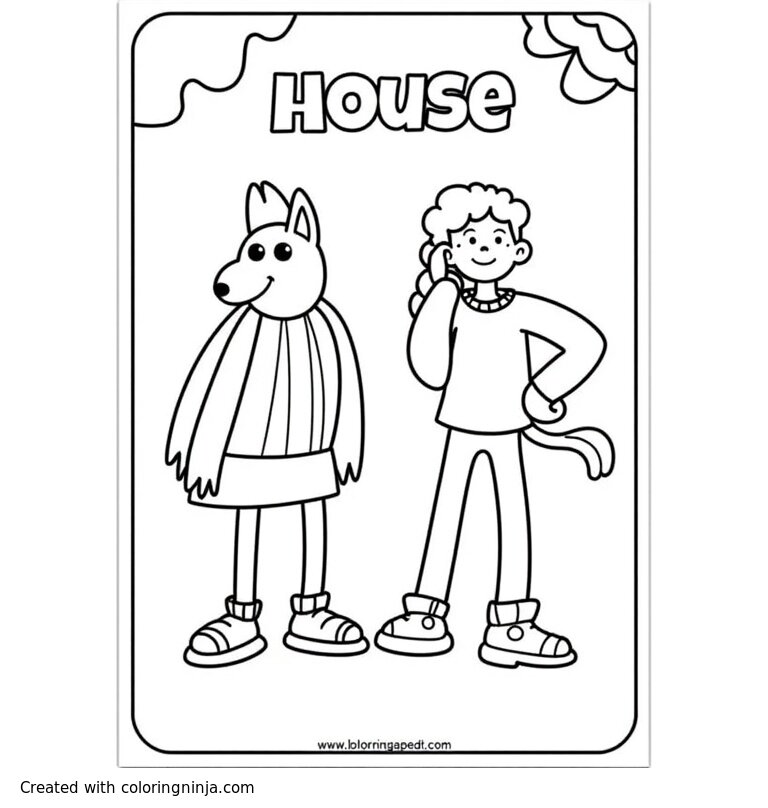 A coloring page of create 4 separate teenage colouring in sheets for the following house groups Halstead Gooch Moffat Prince