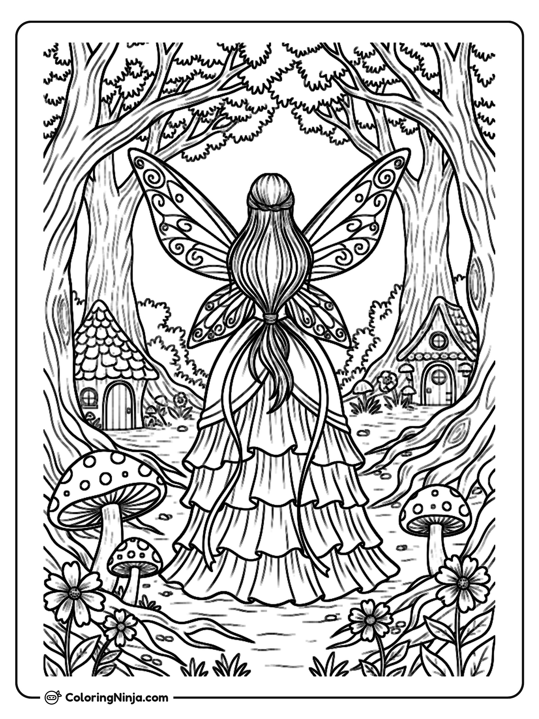 Fairy in a Deep Forest Coloring Page
