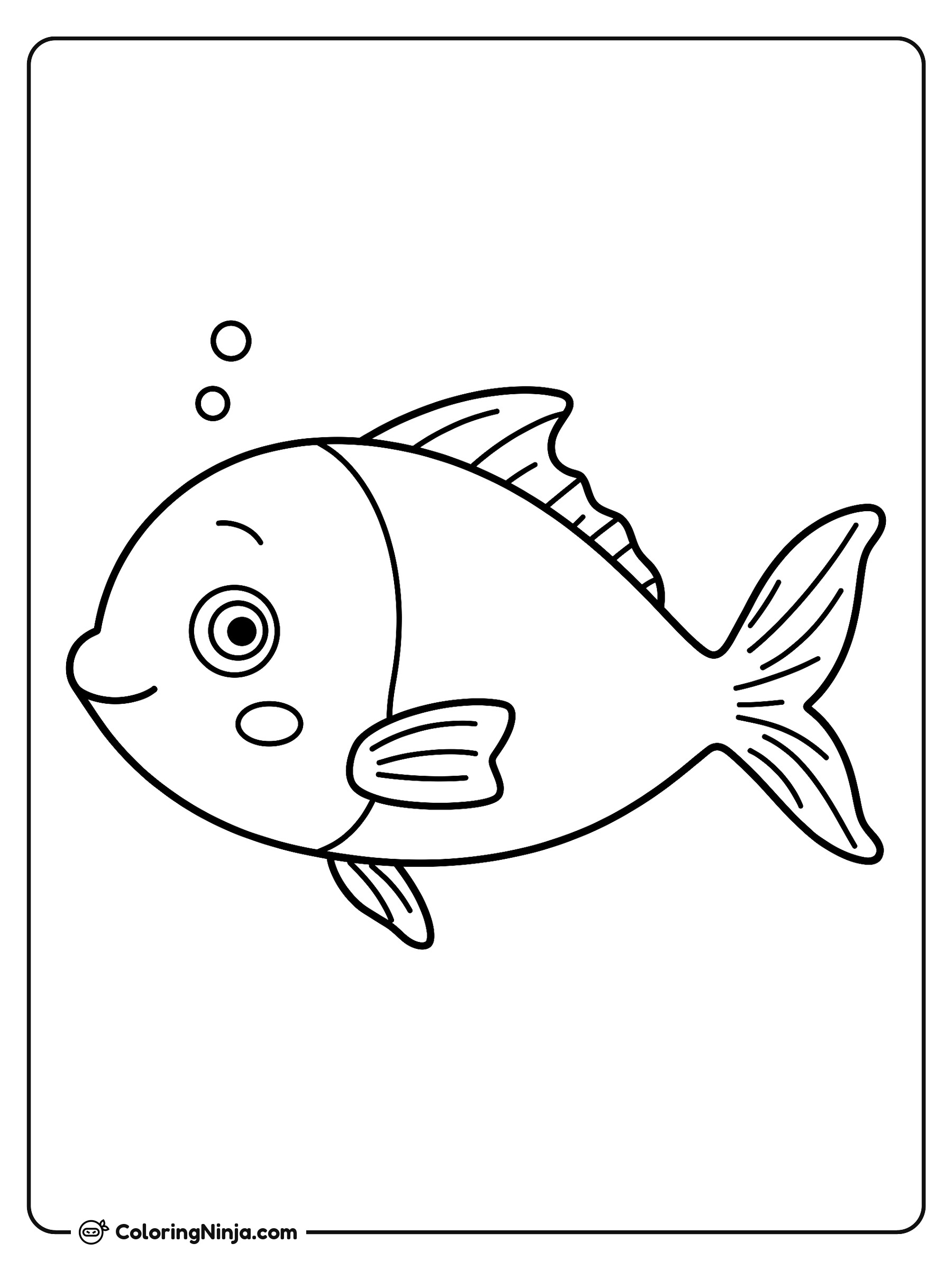 Lindo pececito nadando bajo el agua: dibujo para colorear