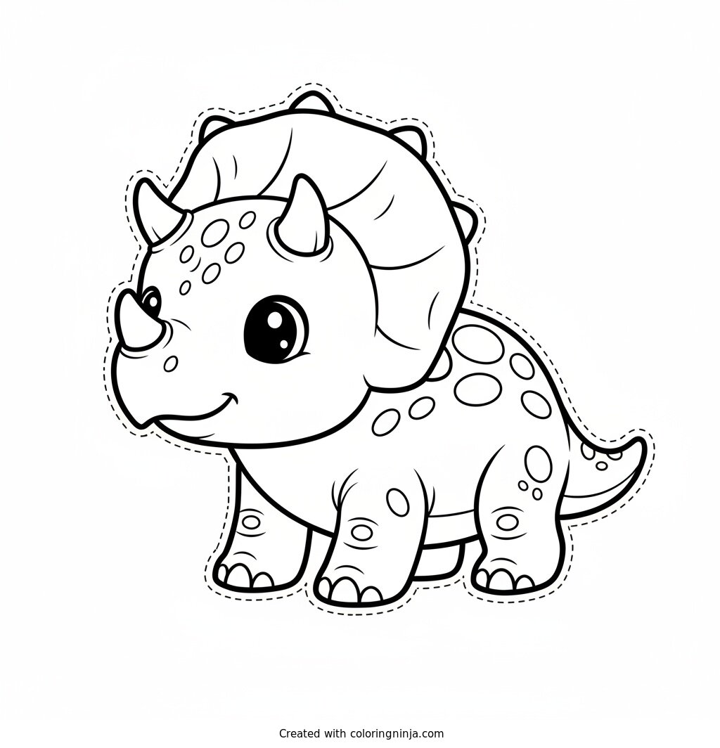 Cute Baby Triceratops Coloring Page